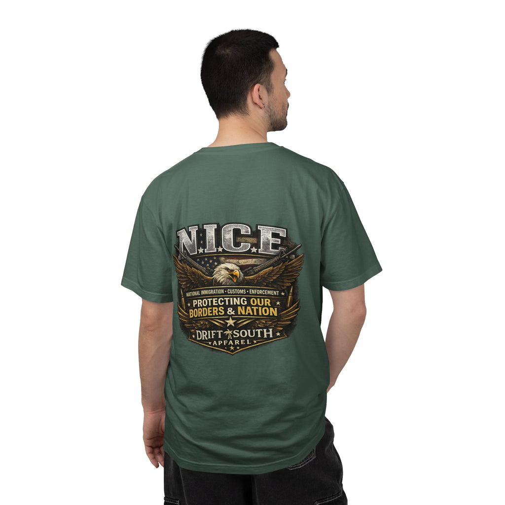 Drift South™-Patriotic “NICE” Eagle T-Shirt — Protecting Our Borders & Nation Graphic Tee