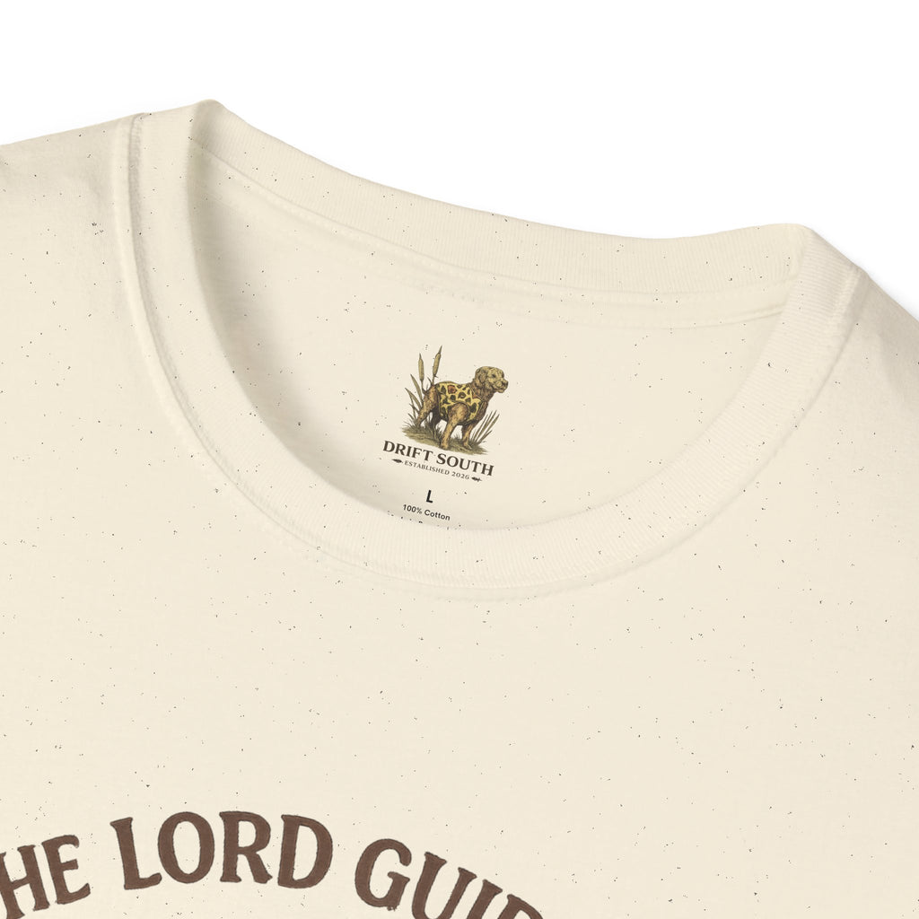 Faith Cowboy Boot T-Shirt – “The Lord Guides by Faith Not by Sight” Scripture Tee