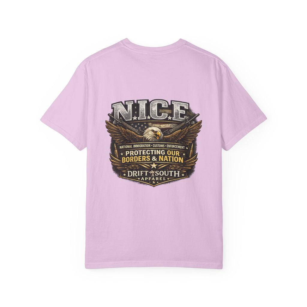 Drift South™-Patriotic “NICE” Eagle T-Shirt — Protecting Our Borders & Nation Graphic Tee