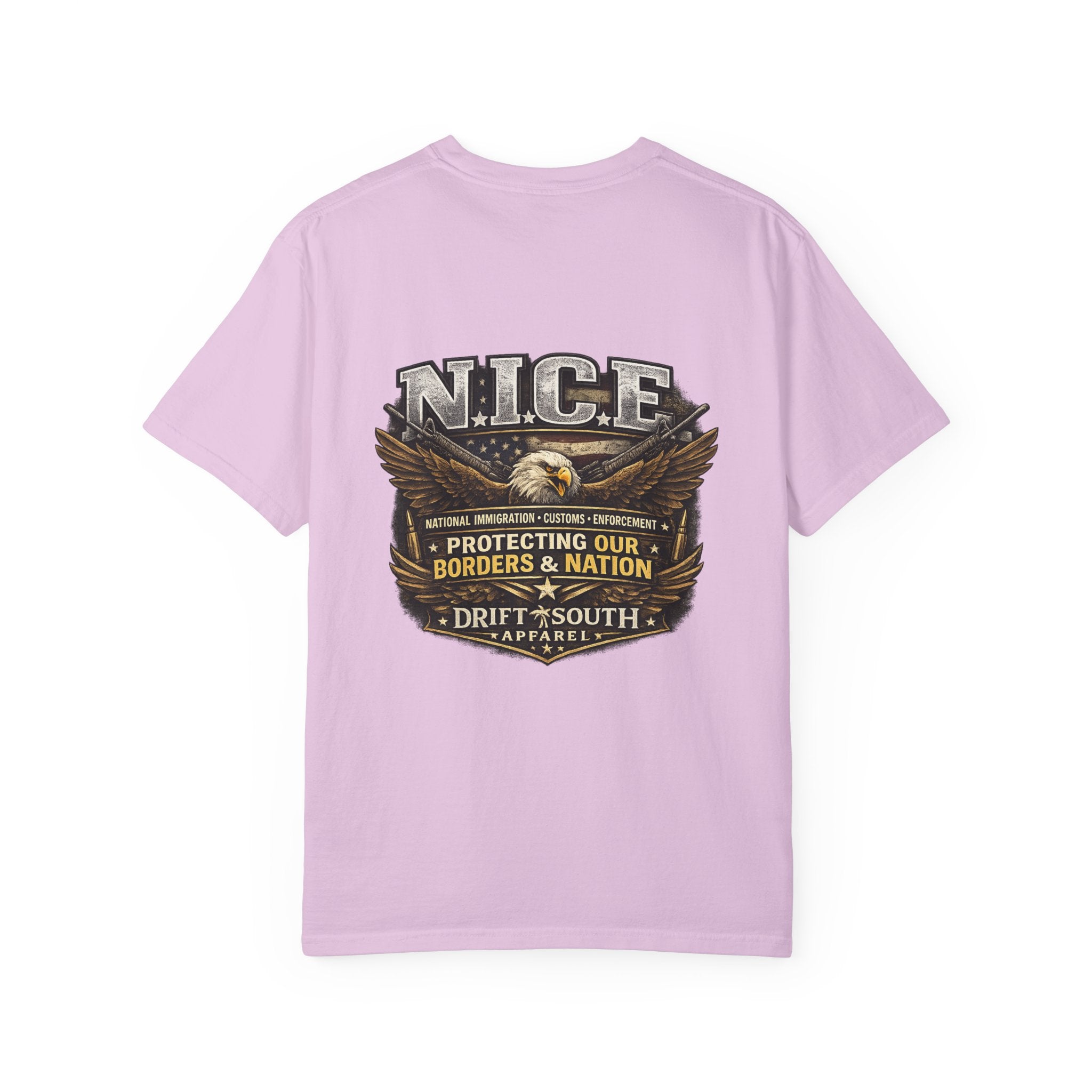 Drift South™-Patriotic “NICE” Eagle T-Shirt — Protecting Our Borders & Nation Graphic Tee
