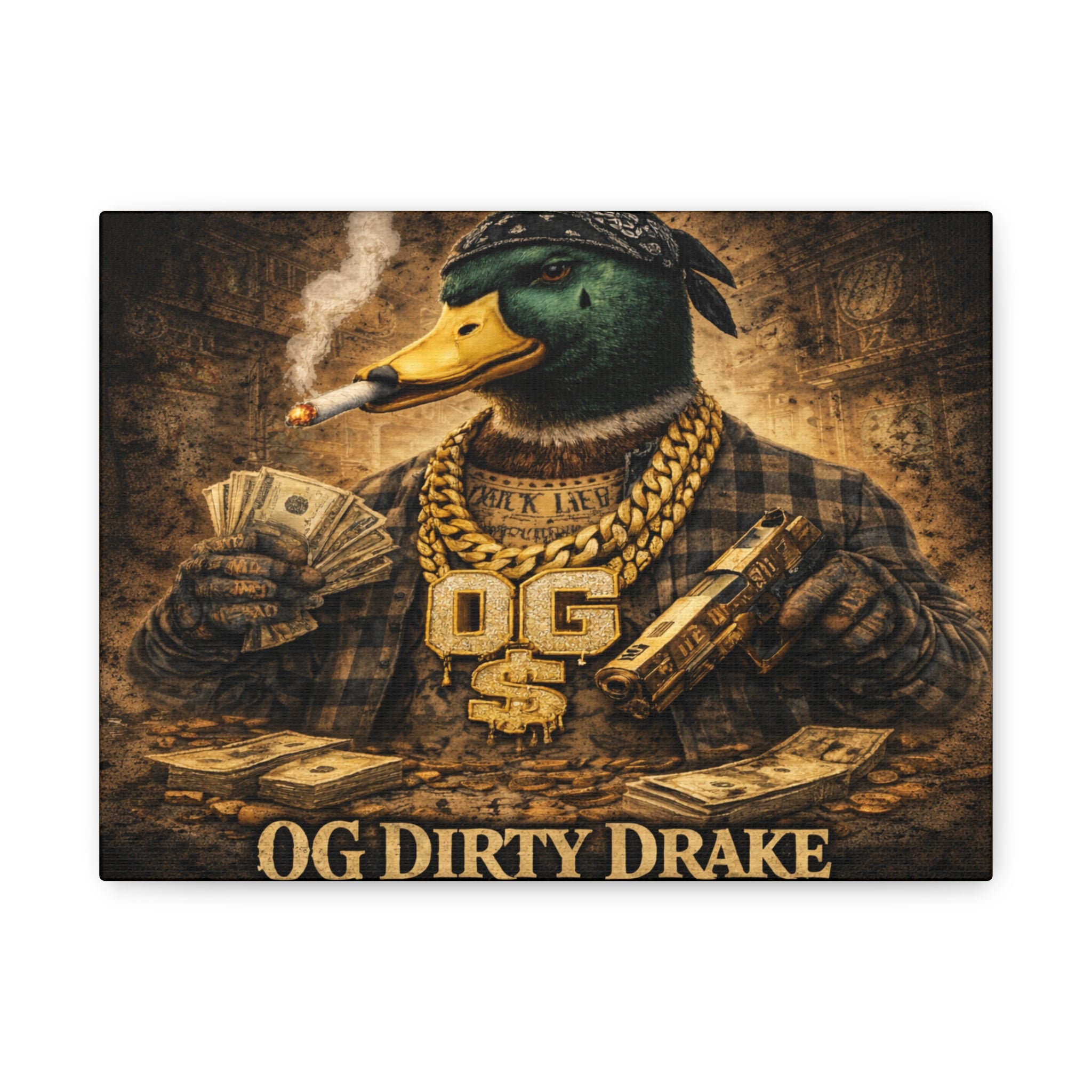 OG Dirty Drake Canvas Wall Art — Rap Duck Poster Matte Stretched