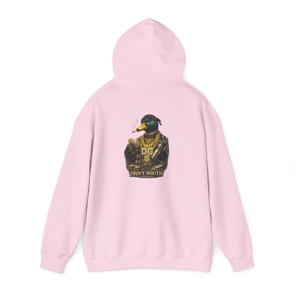 Duck Smoking Cigar Graphic Hoodie | Drift South Logo, Streetwear Style