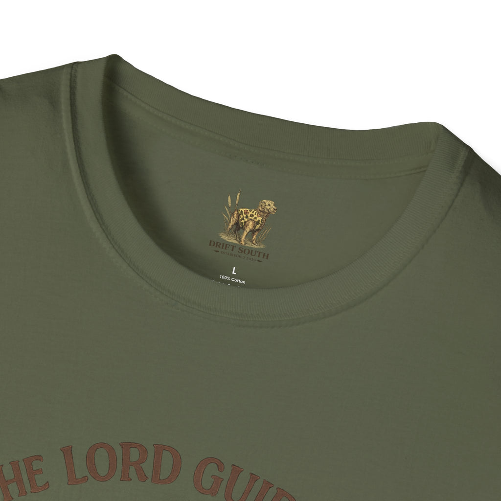Faith Cowboy Boot T-Shirt – “The Lord Guides by Faith Not by Sight” Scripture Tee