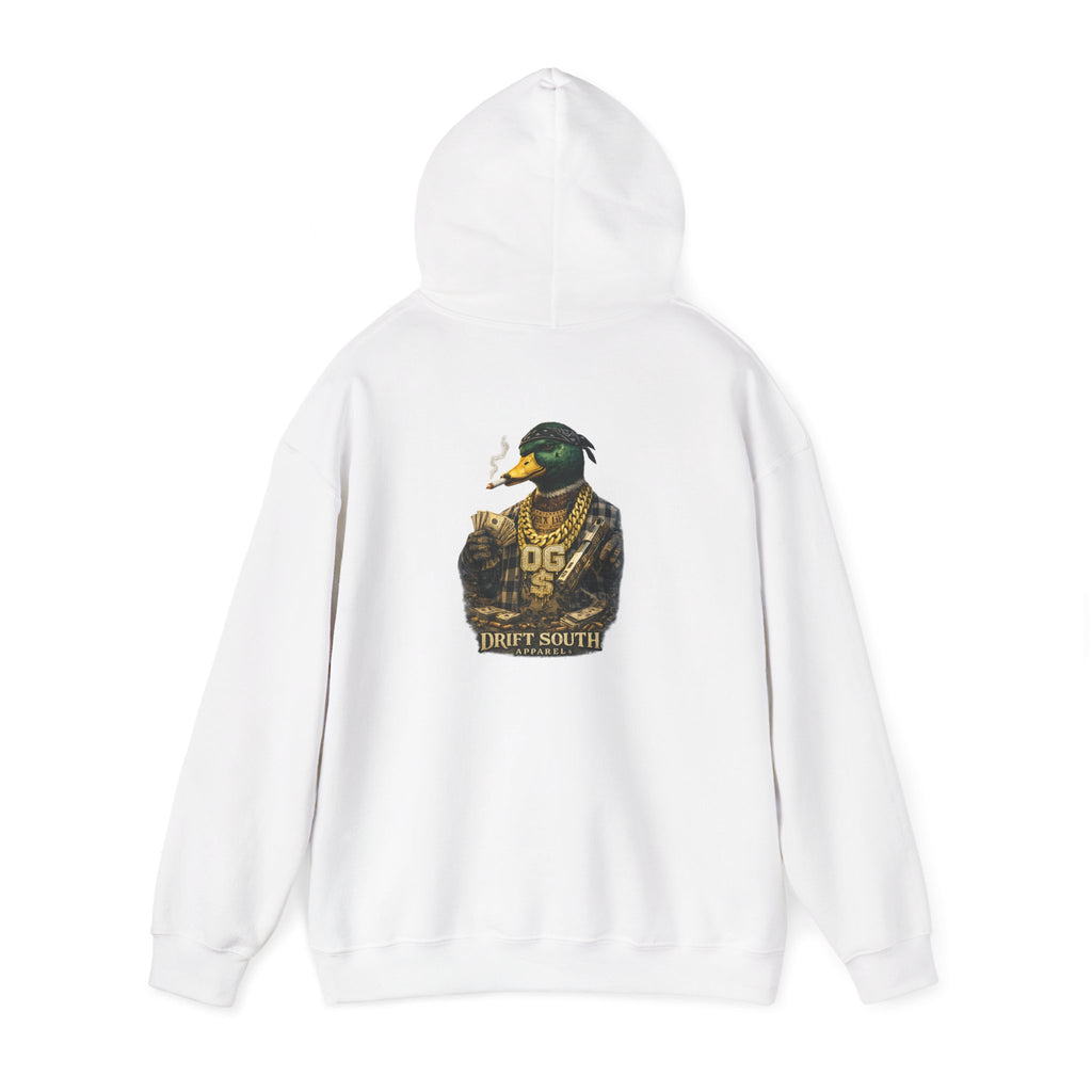 Duck Smoking Cigar Graphic Hoodie | Drift South Logo, Streetwear Style