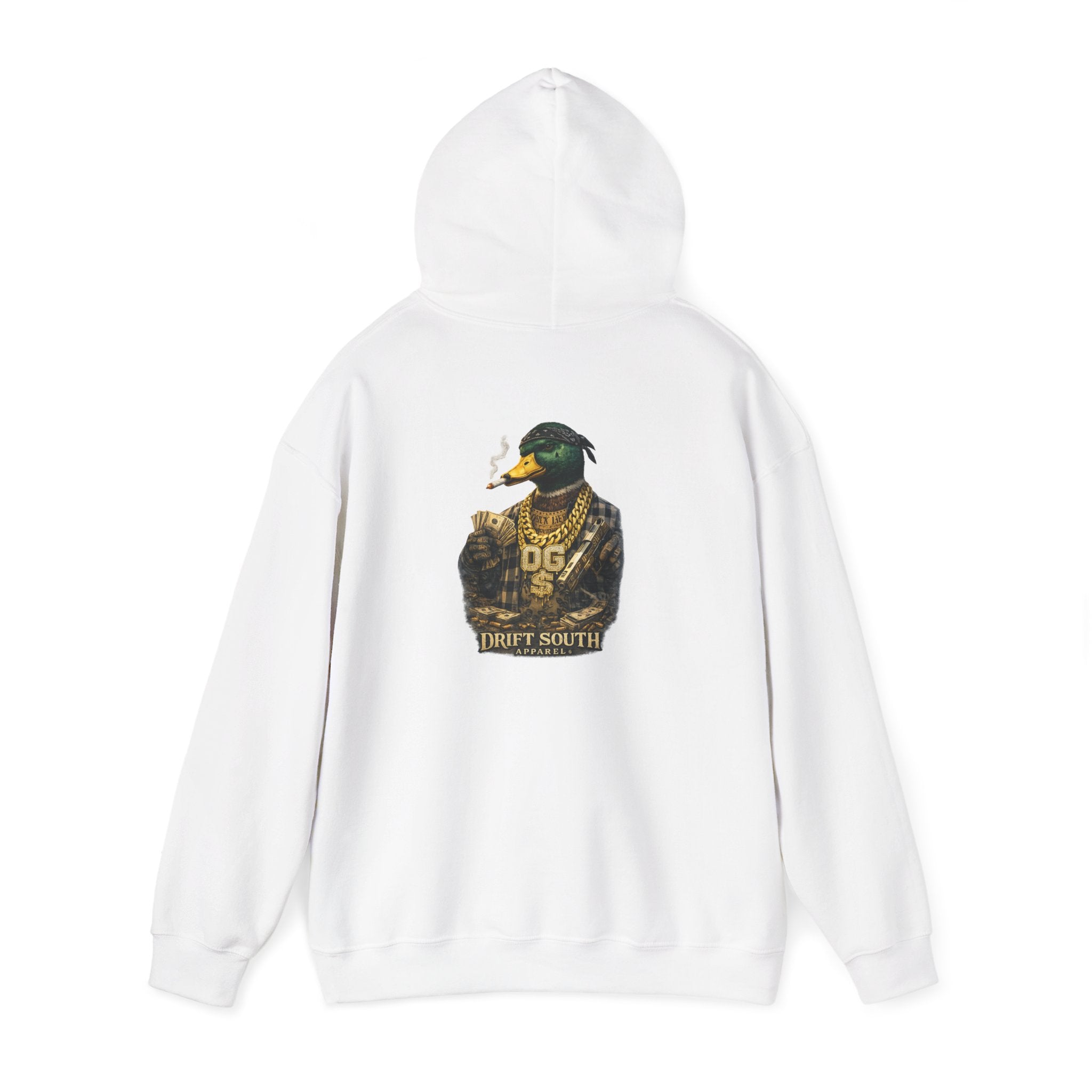 Duck Smoking Cigar Graphic Hoodie | Drift South Logo, Streetwear Style