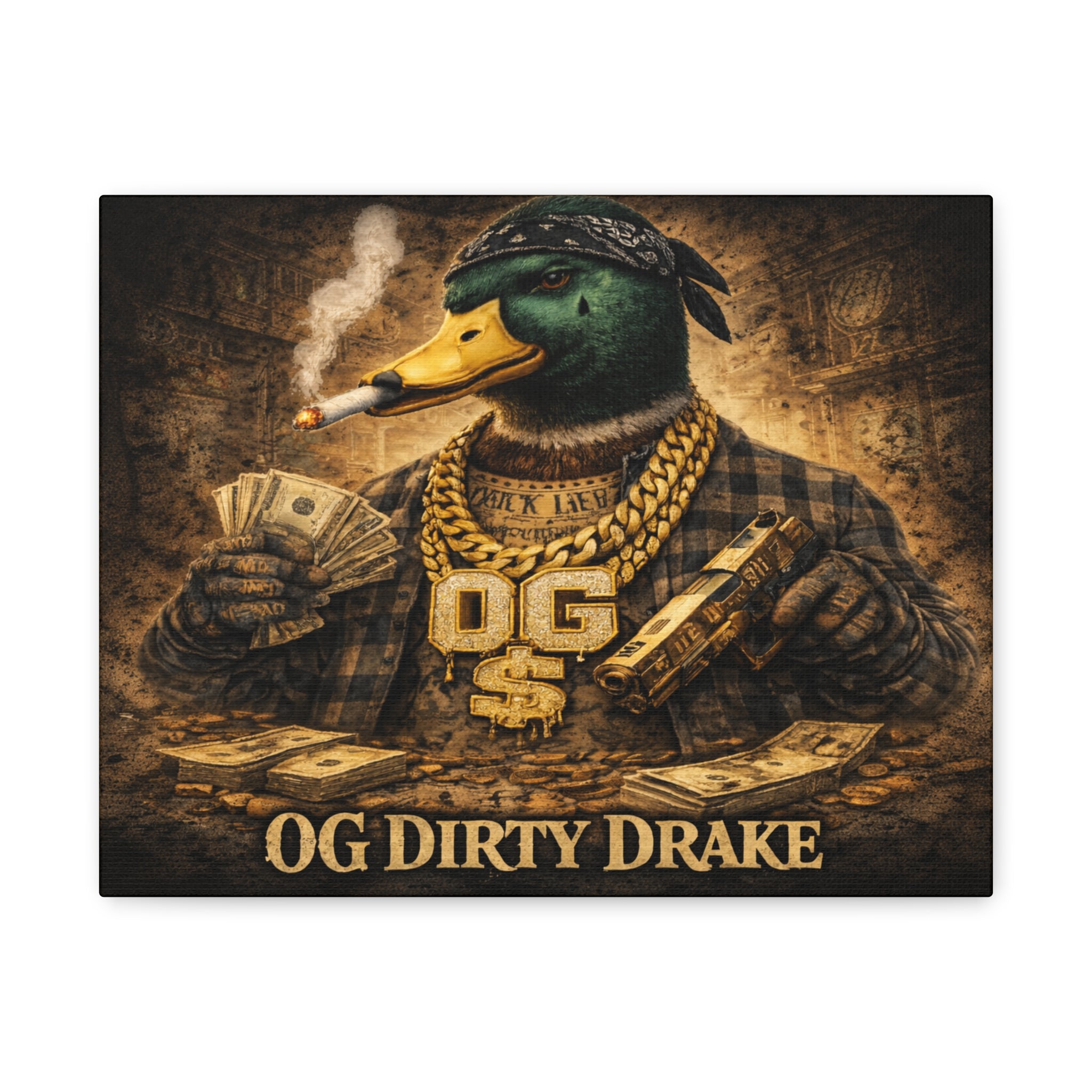 OG Dirty Drake Canvas Wall Art — Rap Duck Poster Matte Stretched