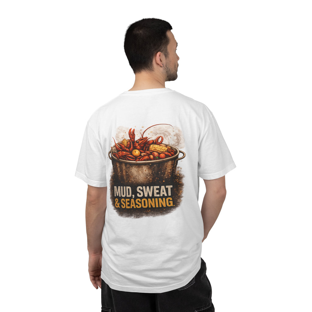 Drift South™-Mud, Sweat & Seasoning Cajun Crawfish Boil T-Shirt | Bayou Born Collection