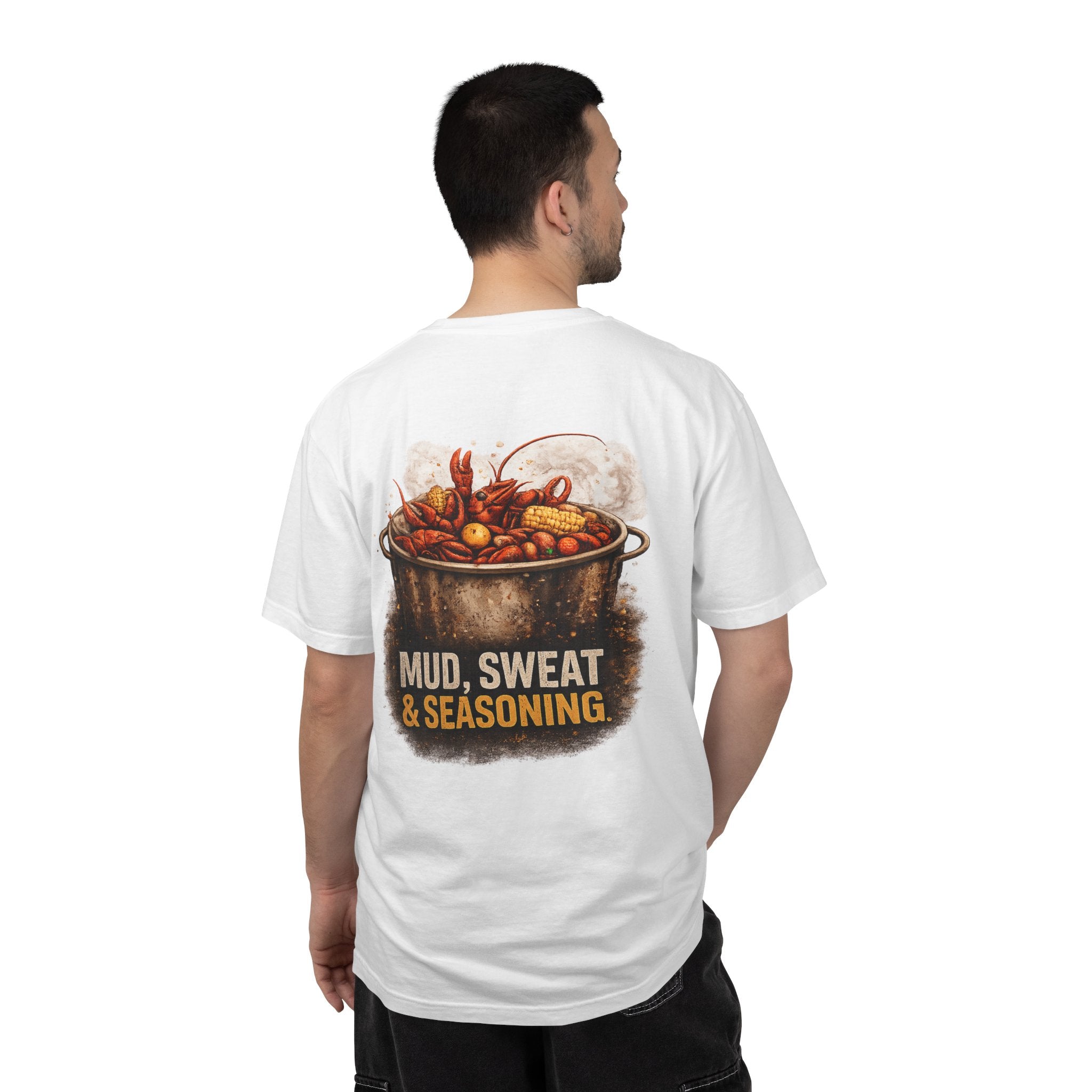 Drift South™-Mud, Sweat & Seasoning Cajun Crawfish Boil T-Shirt | Bayou Born Collection