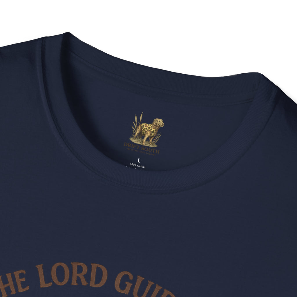 Faith Cowboy Boot T-Shirt – “The Lord Guides by Faith Not by Sight” Scripture Tee