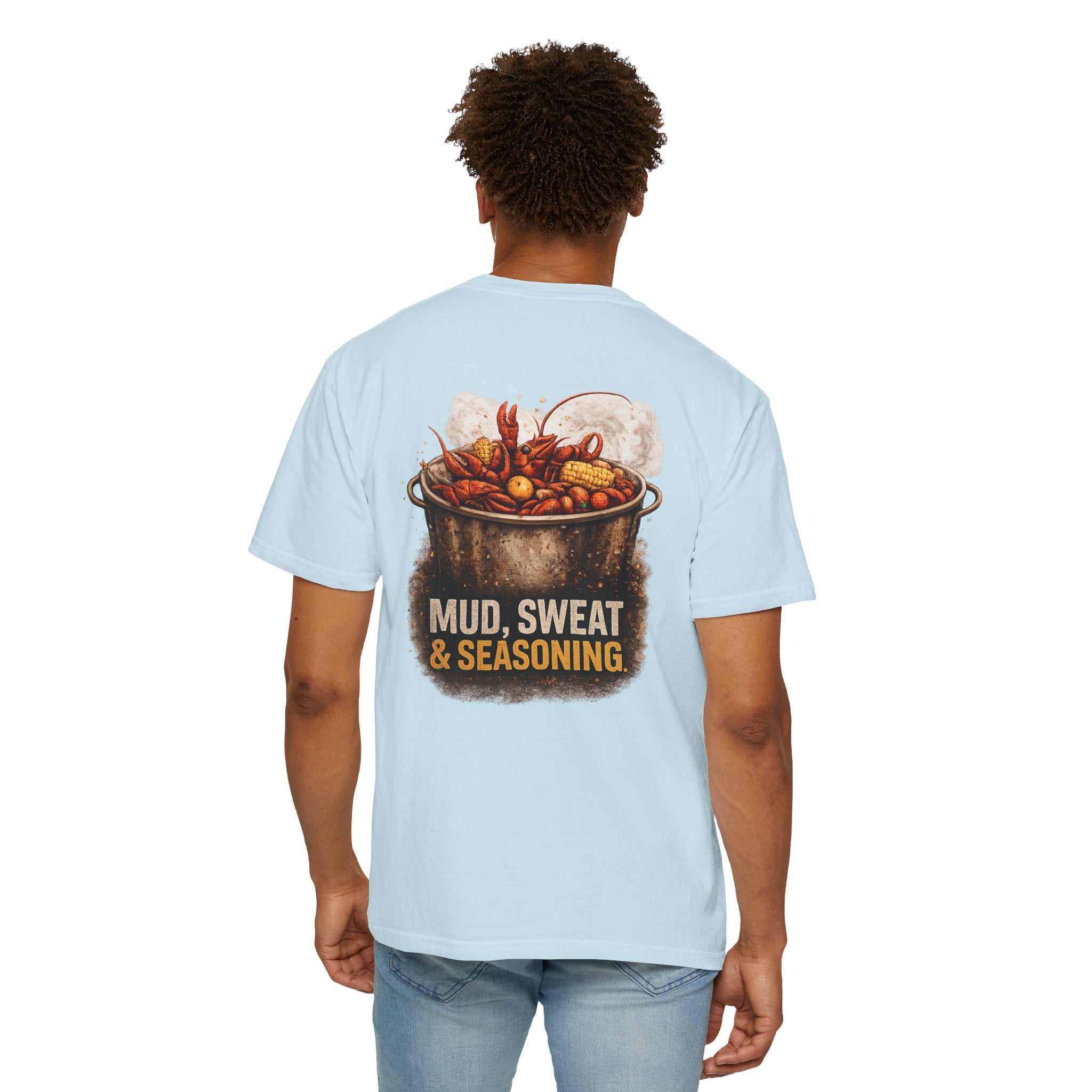 Drift South™-Mud, Sweat & Seasoning Cajun Crawfish Boil T-Shirt | Bayou Born Collection
