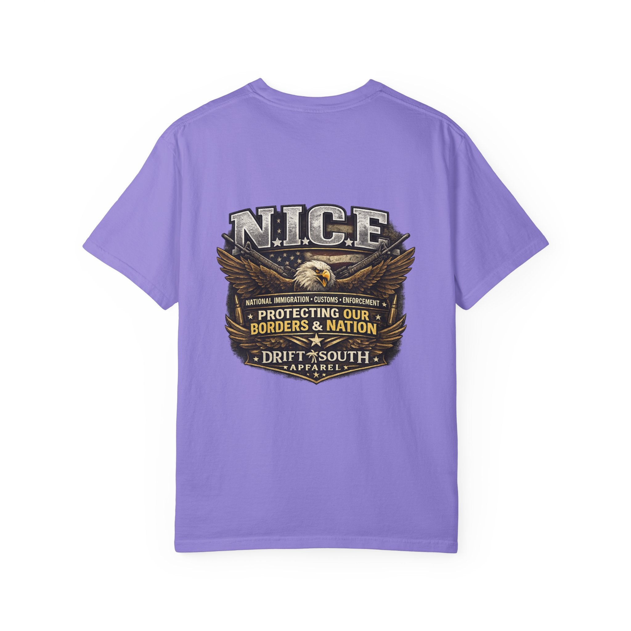 Drift South™-Patriotic “NICE” Eagle T-Shirt — Protecting Our Borders & Nation Graphic Tee