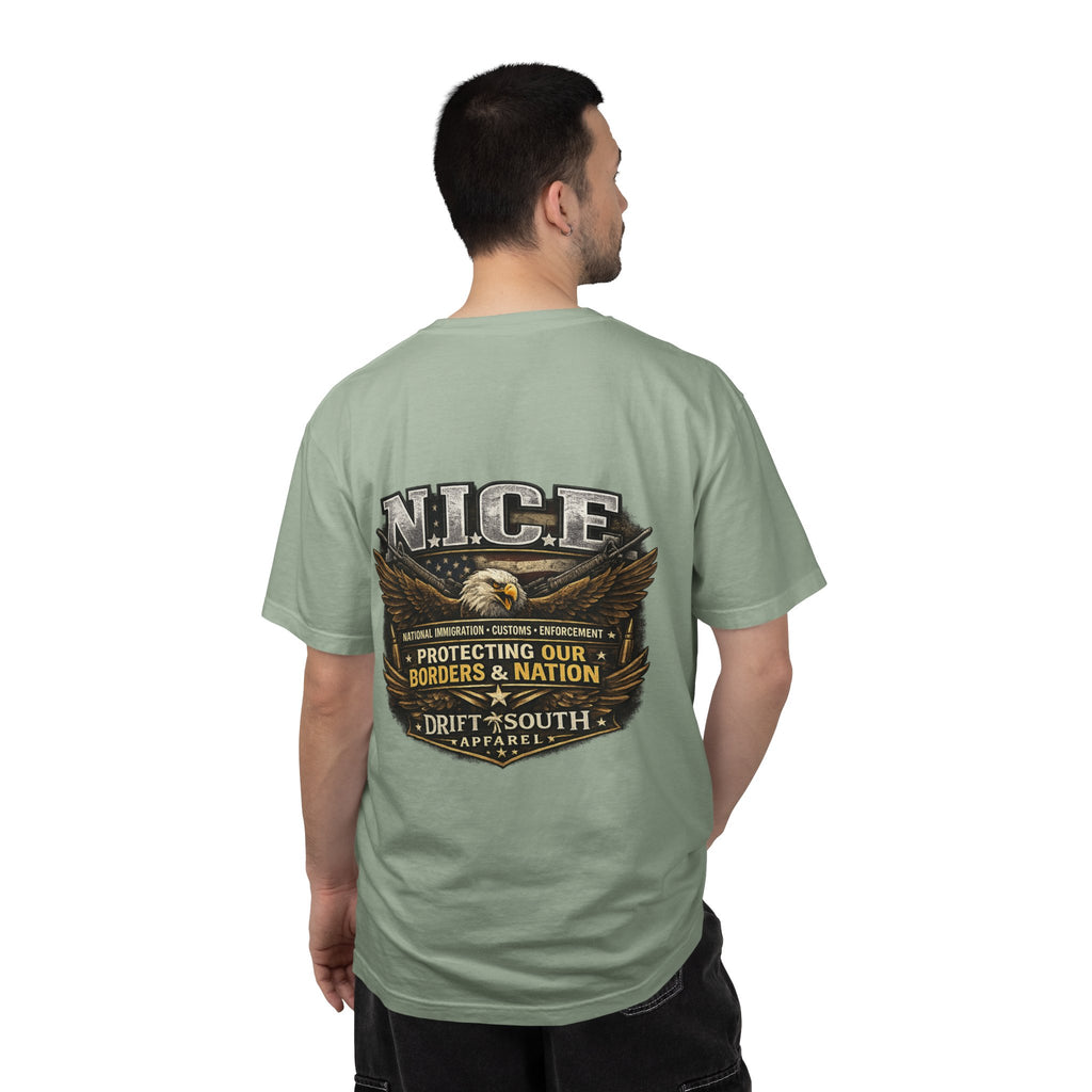 Drift South™-Patriotic “NICE” Eagle T-Shirt — Protecting Our Borders & Nation Graphic Tee