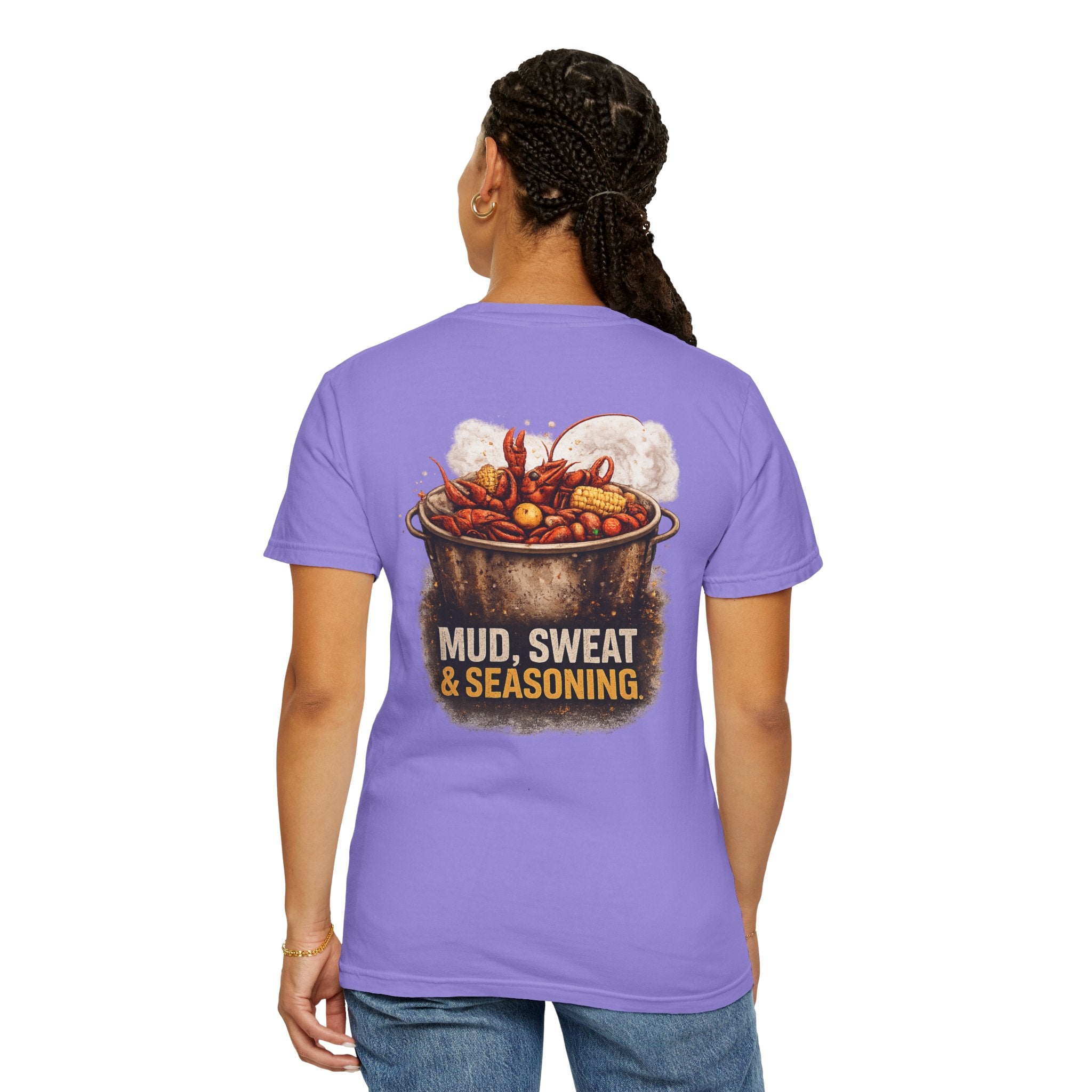 Drift South™-Mud, Sweat & Seasoning Cajun Crawfish Boil T-Shirt | Bayou Born Collection
