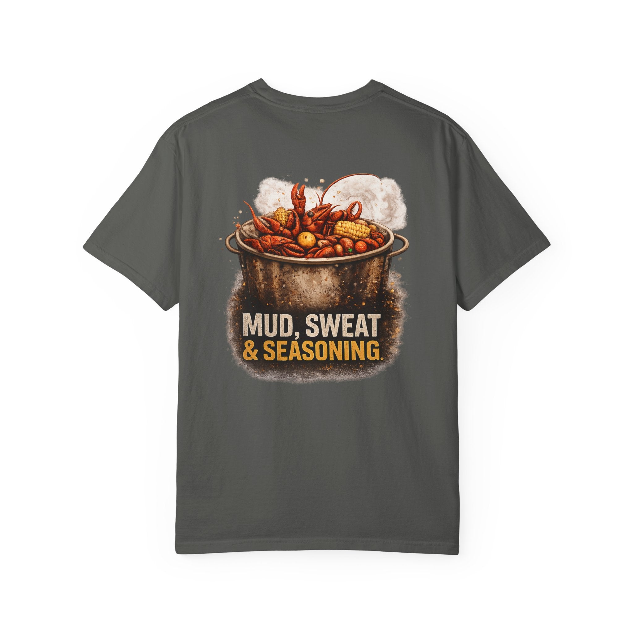 Drift South™-Mud, Sweat & Seasoning Cajun Crawfish Boil T-Shirt | Bayou Born Collection