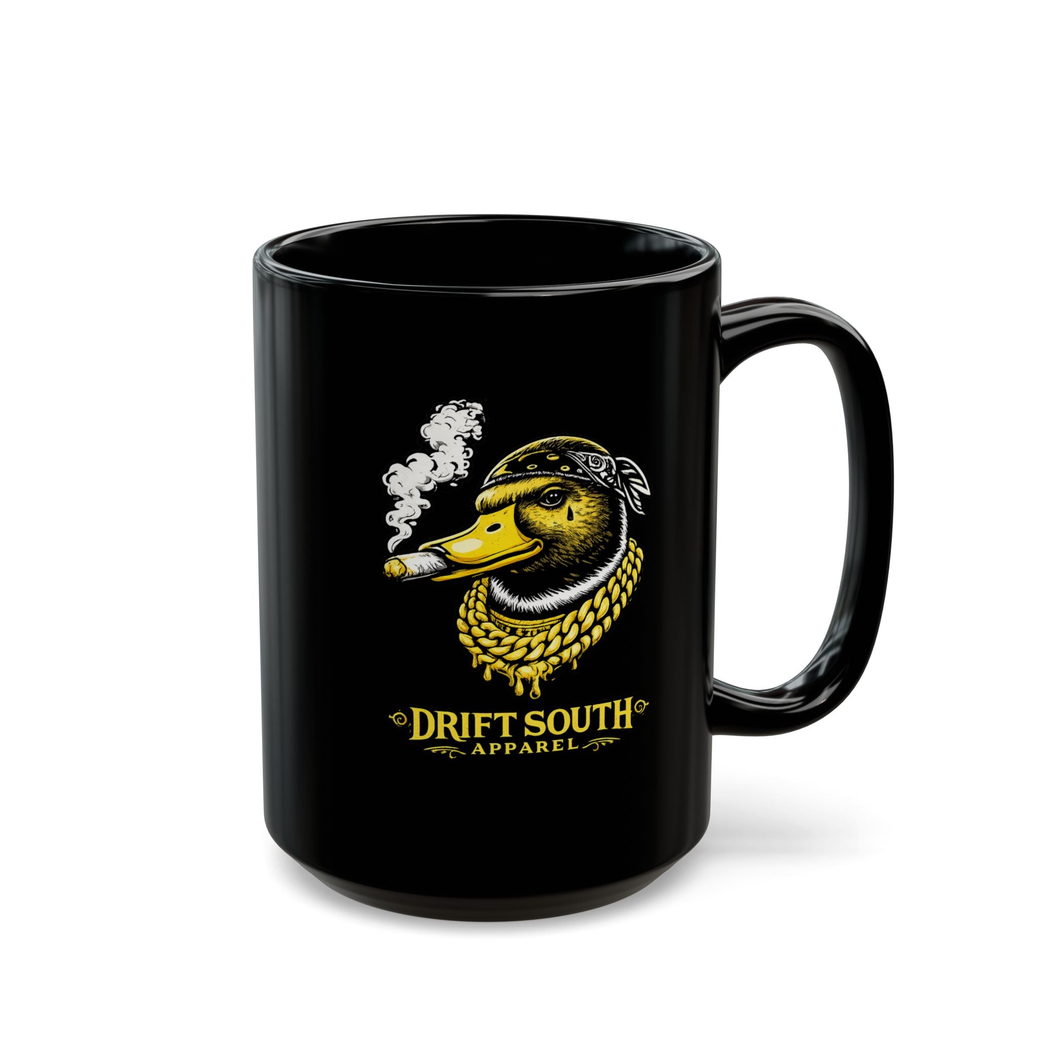 Drift South™ Black Duck Mug – Smoky Duck Head Coffee Cup (11oz & 15oz)