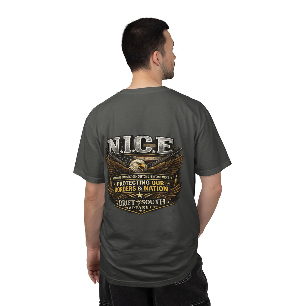 Drift South™-Patriotic “NICE” Eagle T-Shirt — Protecting Our Borders & Nation Graphic Tee