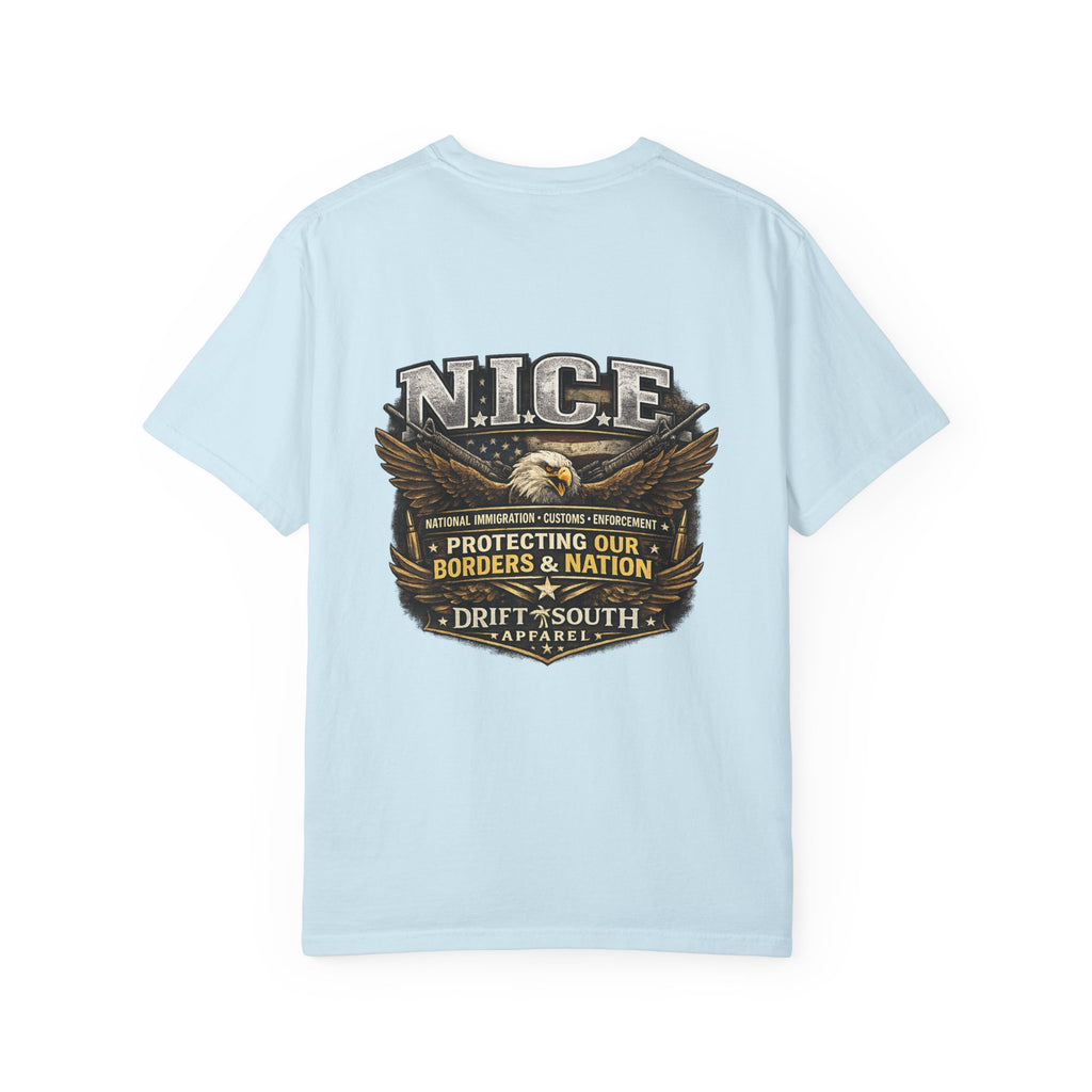 Drift South™-Patriotic “NICE” Eagle T-Shirt — Protecting Our Borders & Nation Graphic Tee