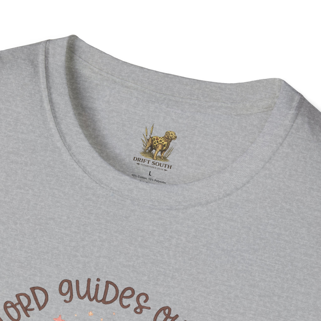 Christian Cowboy Boot T-Shirt — “The Lord Guides Our Steps” Floral Western Tee