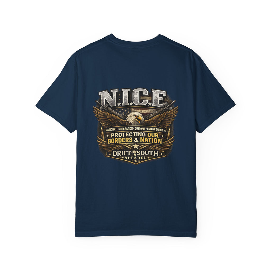 Drift South™-Patriotic “NICE” Eagle T-Shirt — Protecting Our Borders & Nation Graphic Tee