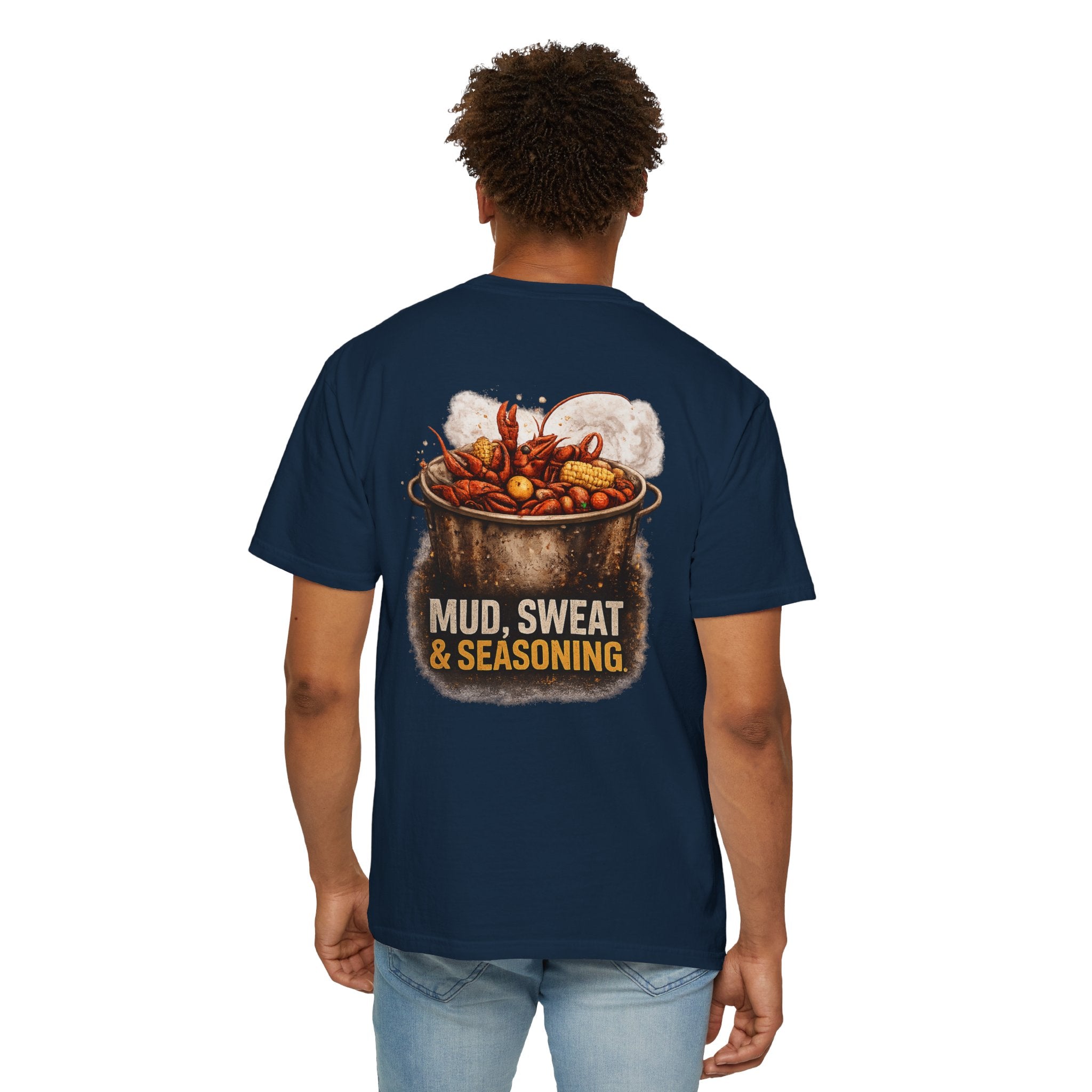 Drift South™-Mud, Sweat & Seasoning Cajun Crawfish Boil T-Shirt | Bayou Born Collection
