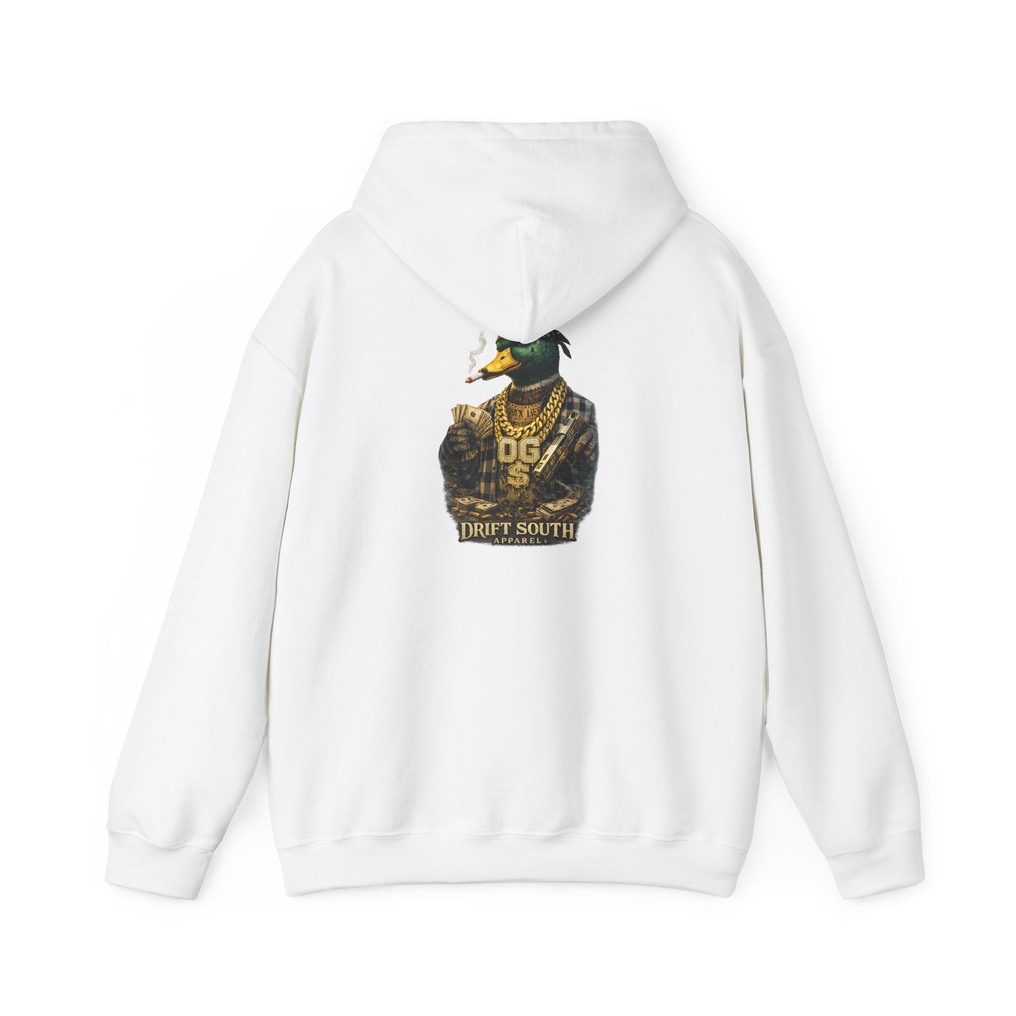 Duck Smoking Cigar Graphic Hoodie | Drift South Logo, Streetwear Style