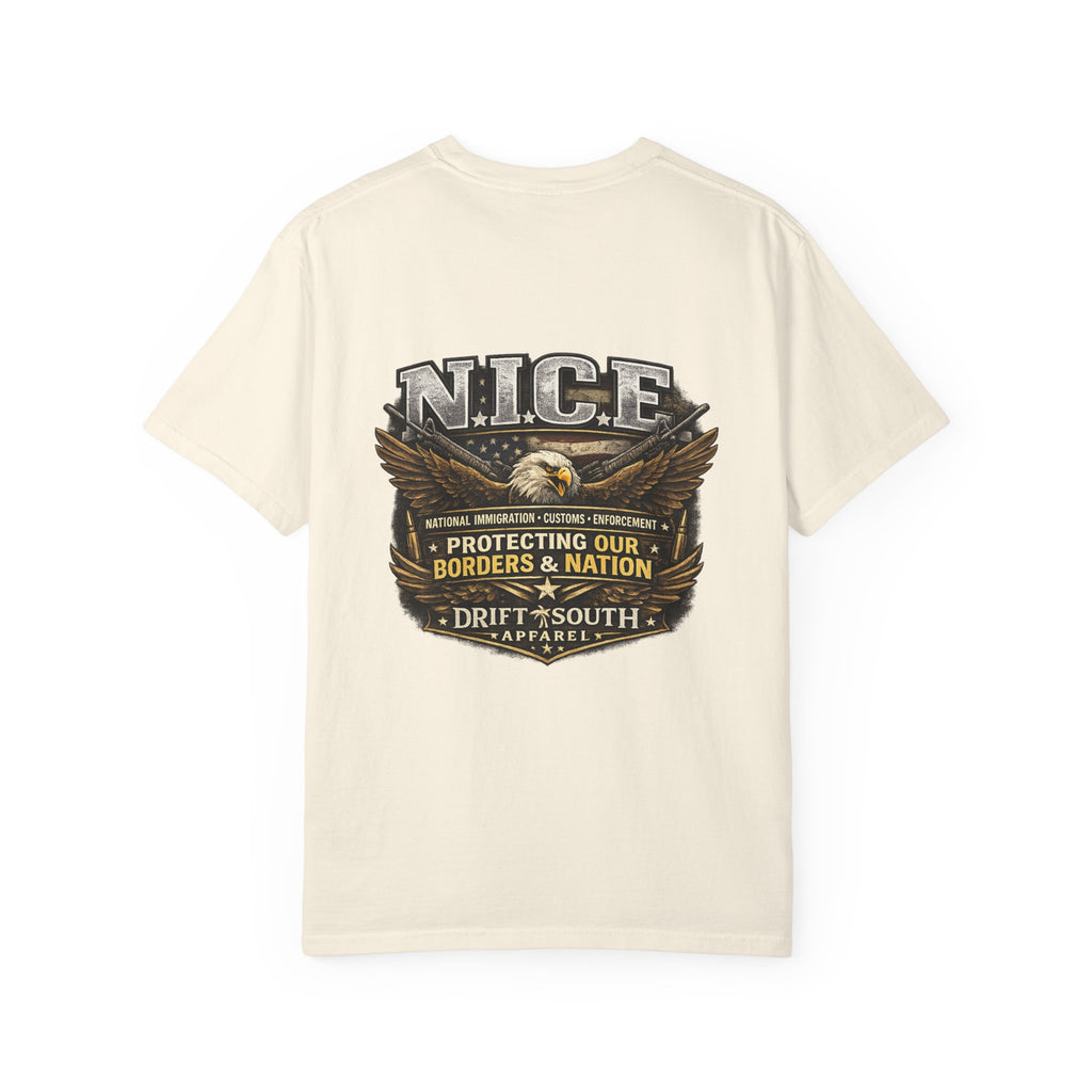 Drift South™-Patriotic “NICE” Eagle T-Shirt — Protecting Our Borders & Nation Graphic Tee