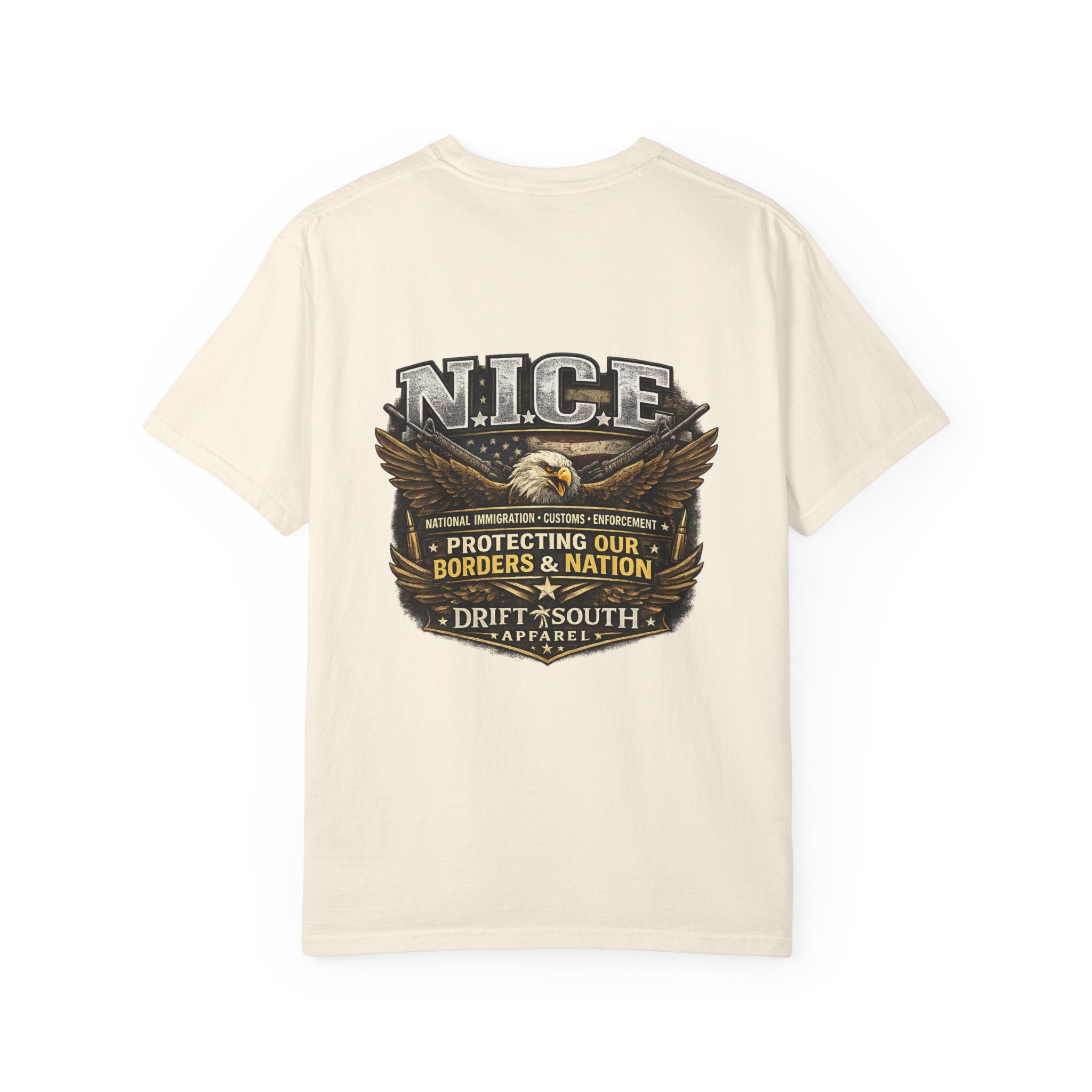 Drift South™-Patriotic “NICE” Eagle T-Shirt — Protecting Our Borders & Nation Graphic Tee