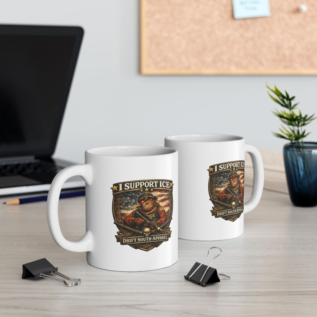 I Support ICE Patriotic Coffee Mug | Veteran & Pro-Law Design | Drift South Apparel