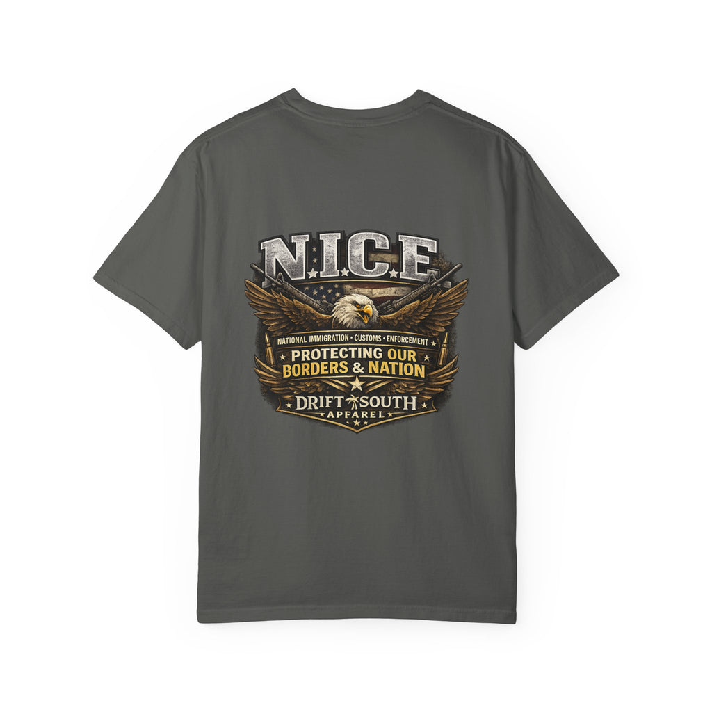 Drift South™-Patriotic “NICE” Eagle T-Shirt — Protecting Our Borders & Nation Graphic Tee