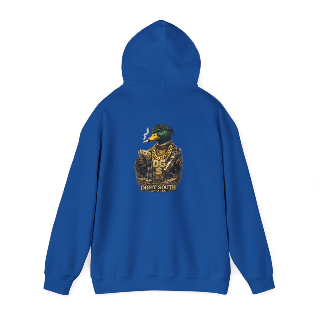 Duck Smoking Cigar Graphic Hoodie | Drift South Logo, Streetwear Style