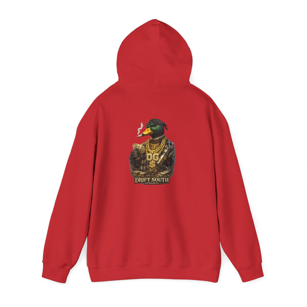 Duck Smoking Cigar Graphic Hoodie | Drift South Logo, Streetwear Style