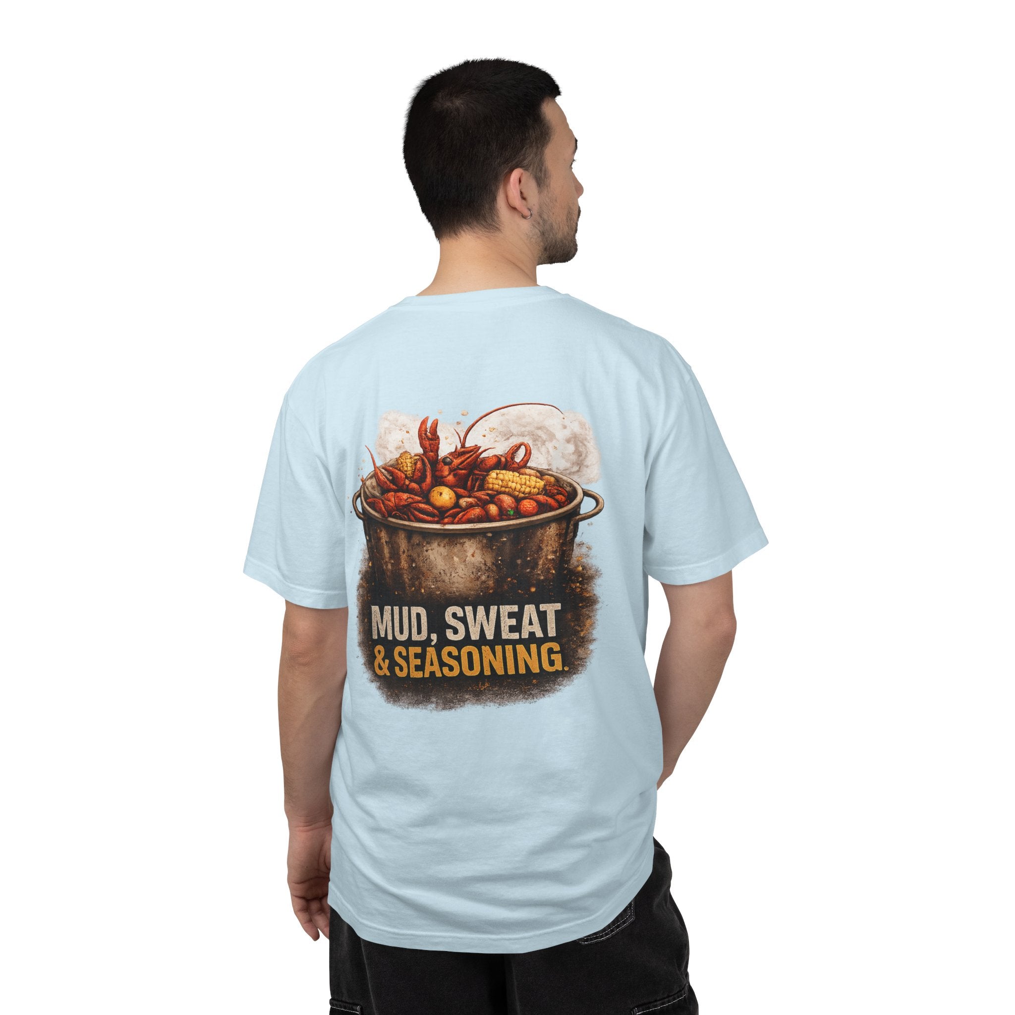 Drift South™-Mud, Sweat & Seasoning Cajun Crawfish Boil T-Shirt | Bayou Born Collection