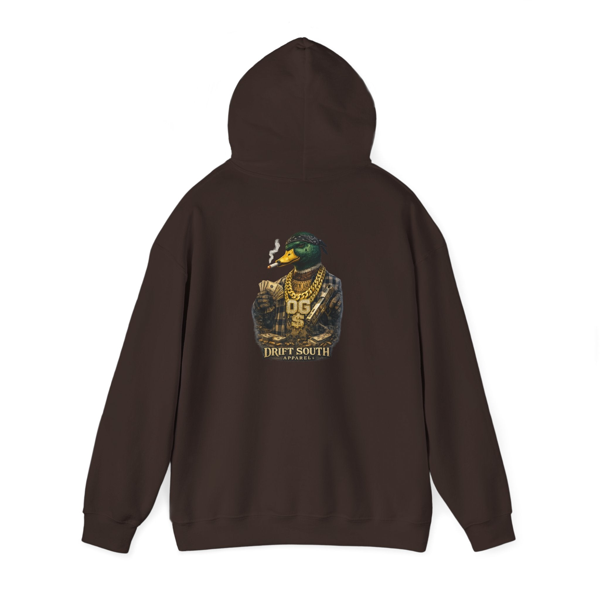 Duck Smoking Cigar Graphic Hoodie | Drift South Logo, Streetwear Style