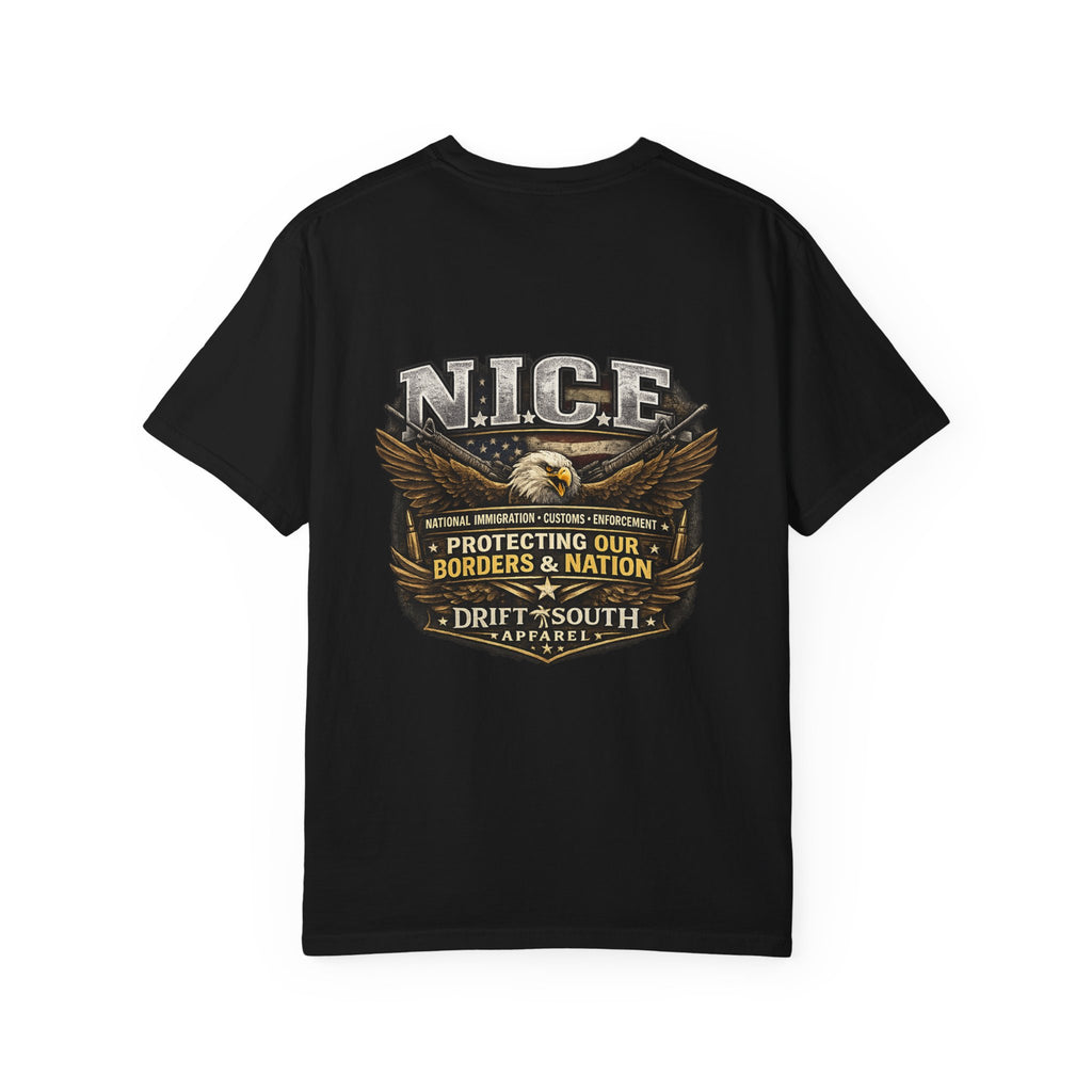 Drift South™-Patriotic “NICE” Eagle T-Shirt — Protecting Our Borders & Nation Graphic Tee