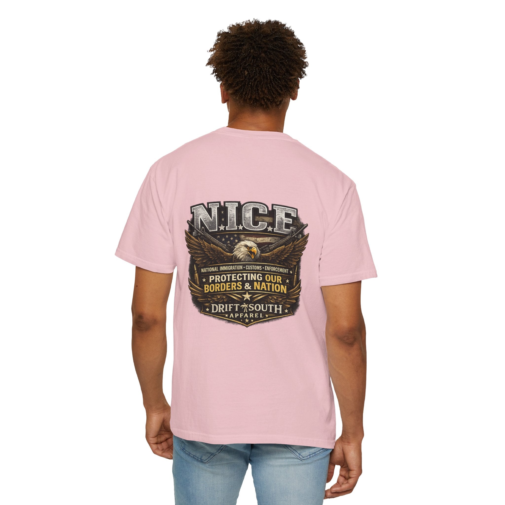 Drift South™-Patriotic “NICE” Eagle T-Shirt — Protecting Our Borders & Nation Graphic Tee