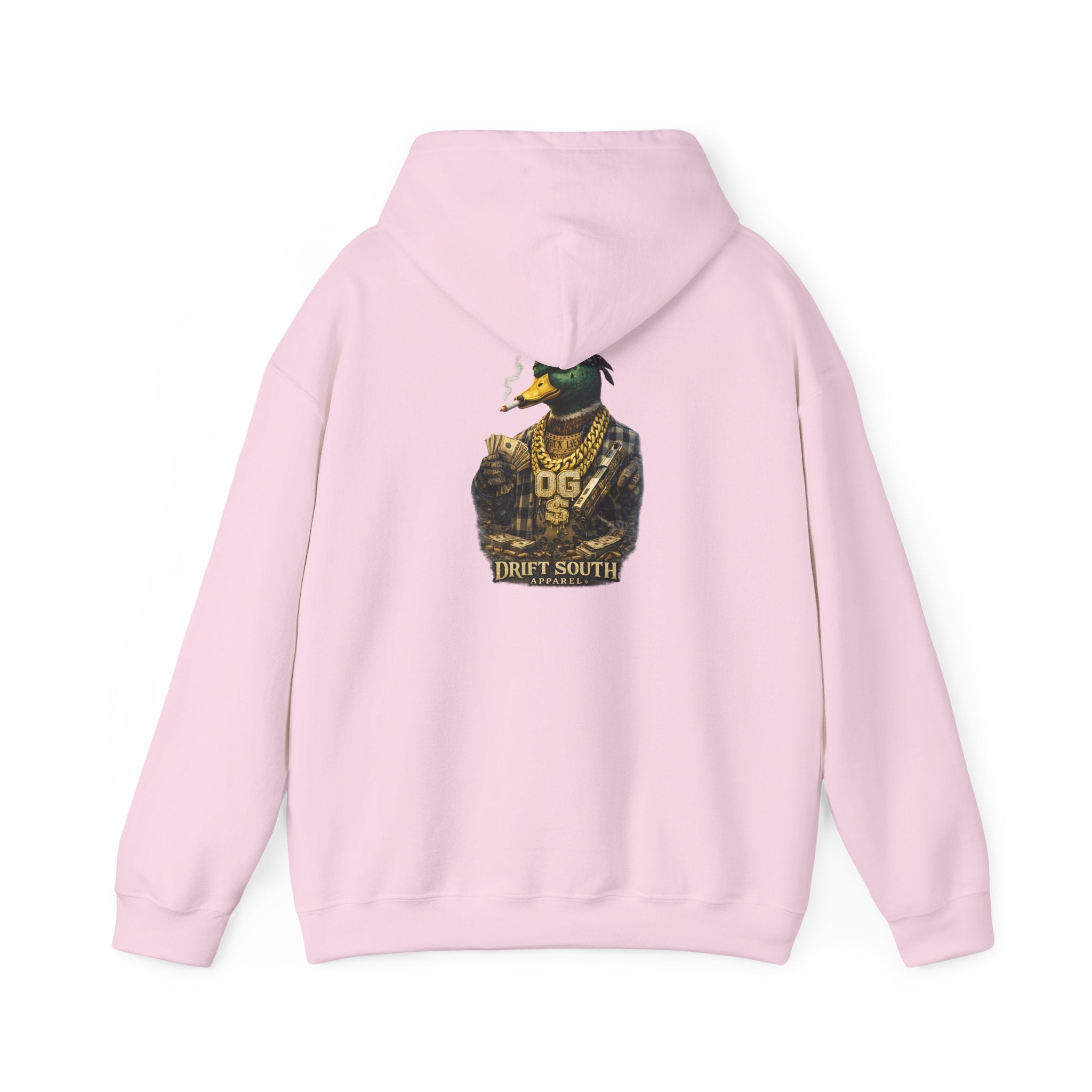 Duck Smoking Cigar Graphic Hoodie | Drift South Logo, Streetwear Style