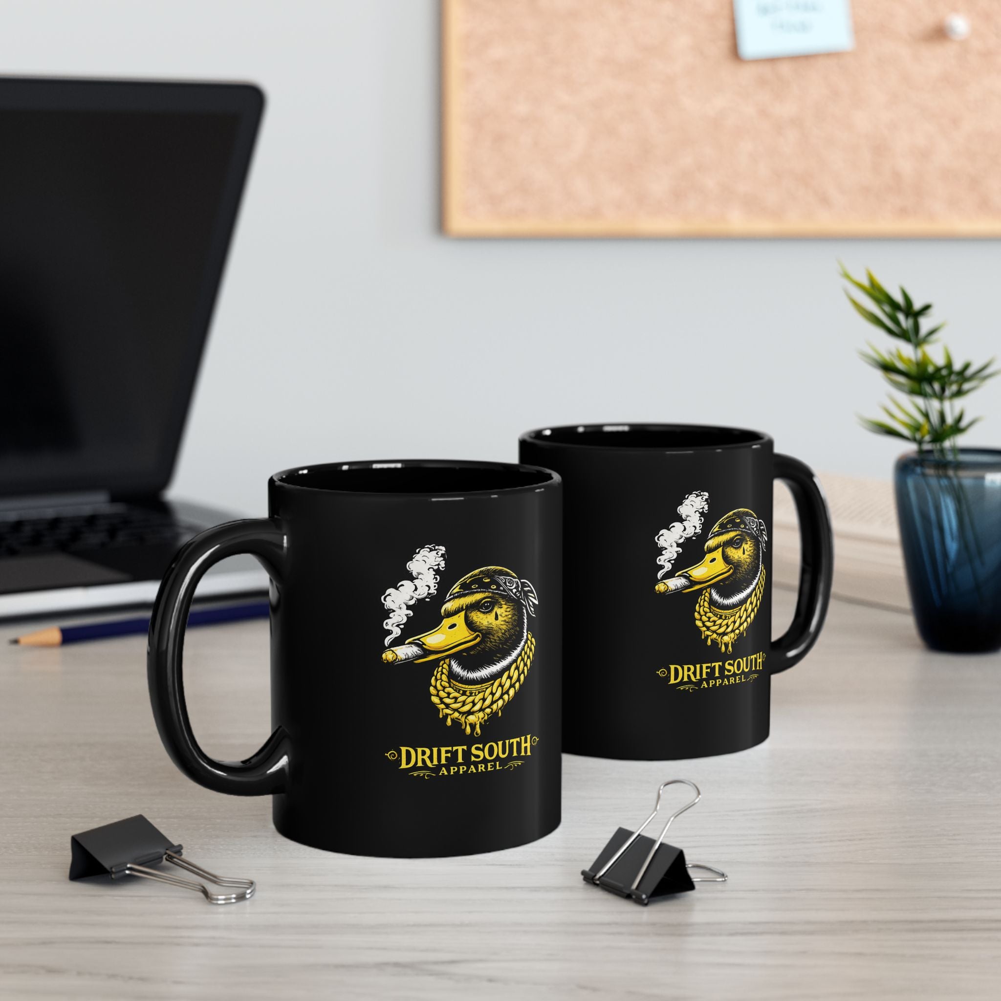 Drift South™ Black Duck Mug – Smoky Duck Head Coffee Cup (11oz & 15oz)