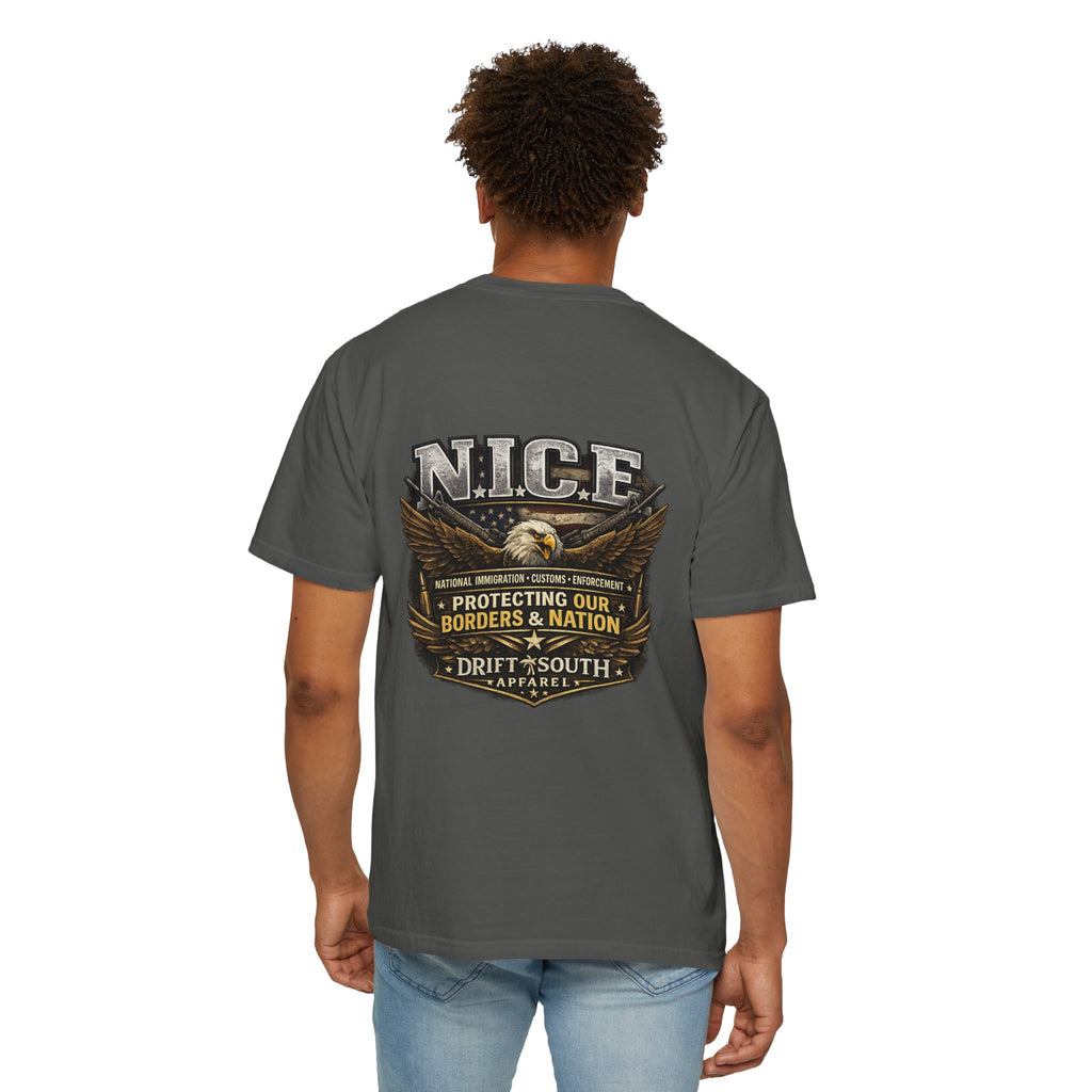 Drift South™-Patriotic “NICE” Eagle T-Shirt — Protecting Our Borders & Nation Graphic Tee