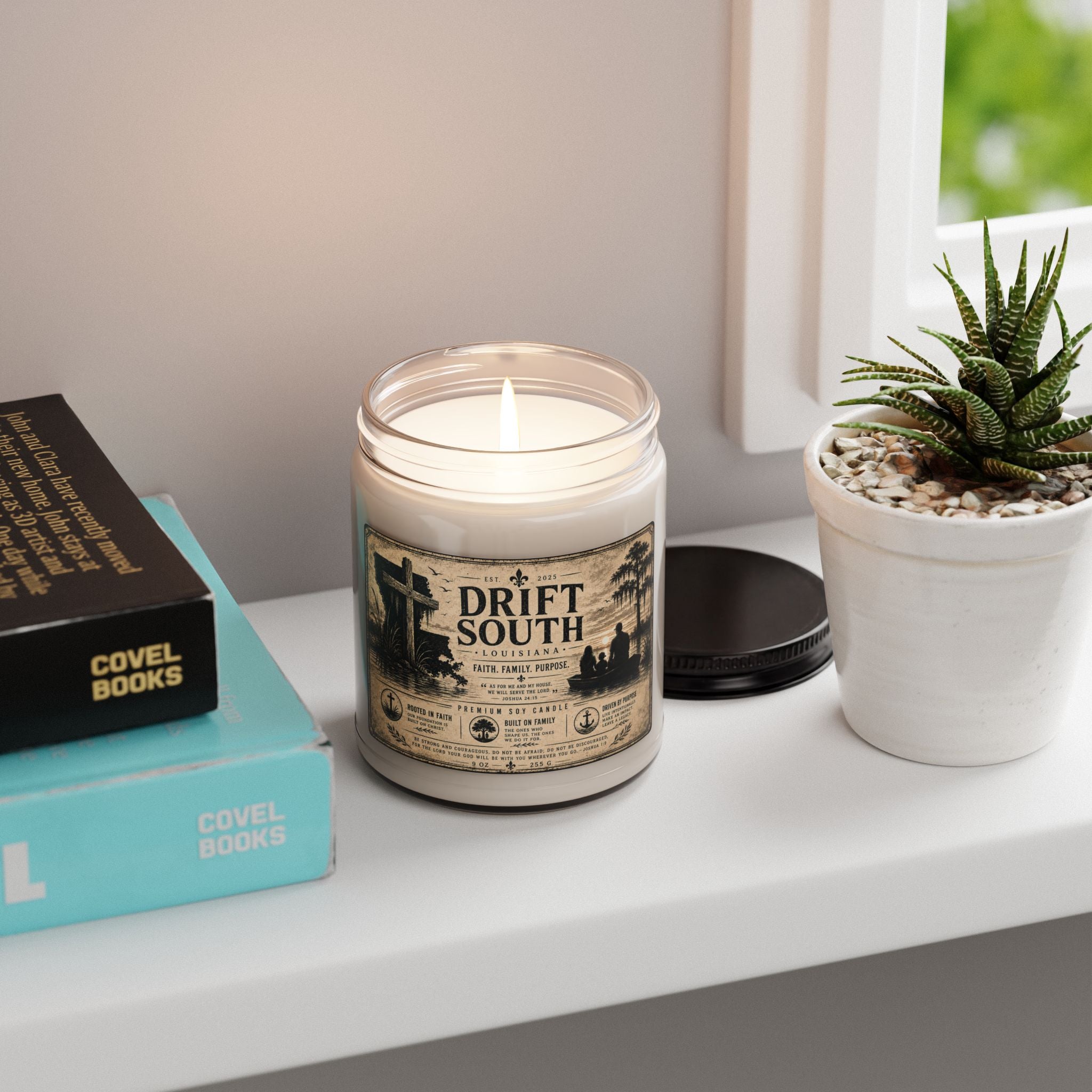 Drift South Scented Soy Candle — 9oz Rustic Louisiana Fragrance (Faith, Family, Purpose)