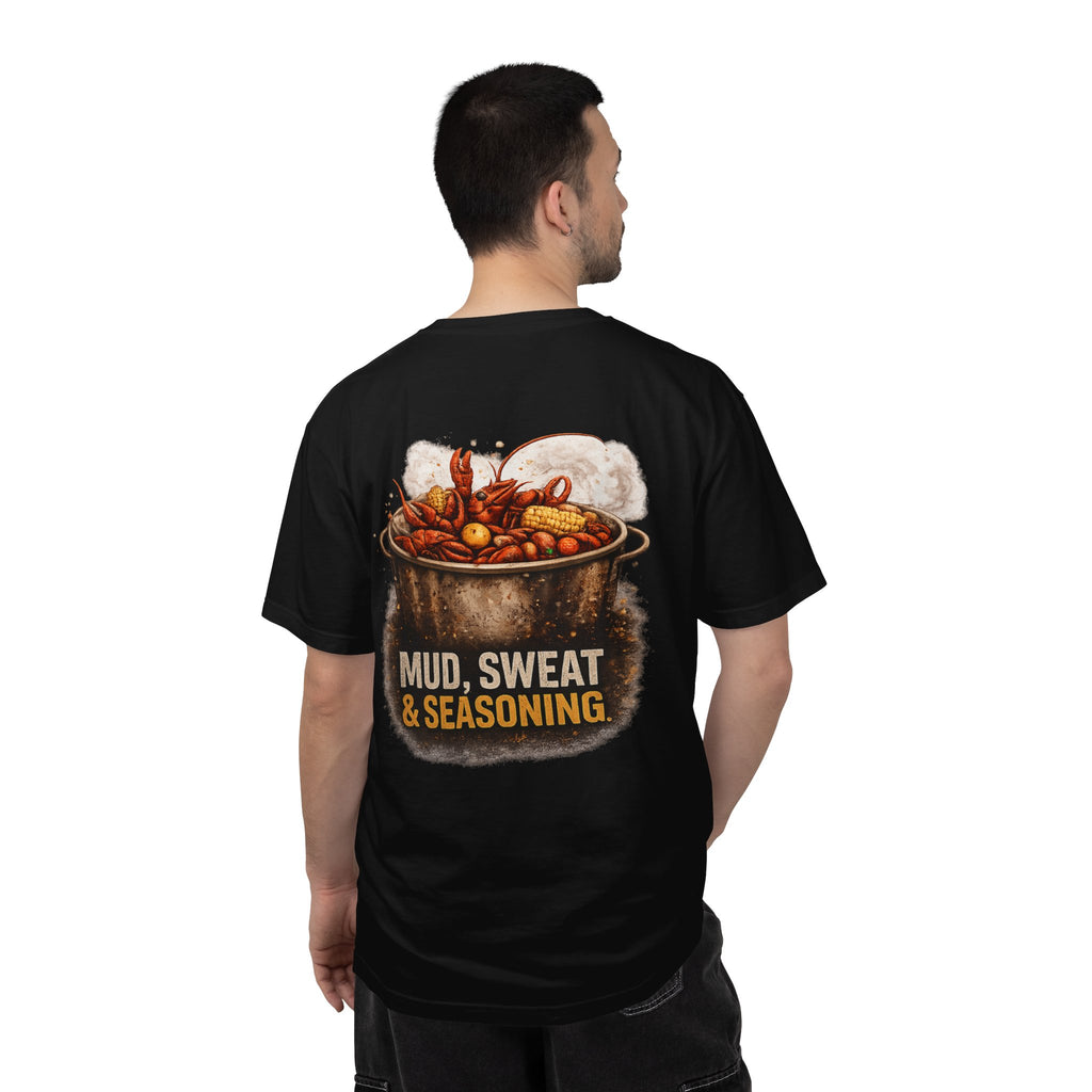 Drift South™-Mud, Sweat & Seasoning Cajun Crawfish Boil T-Shirt | Bayou Born Collection