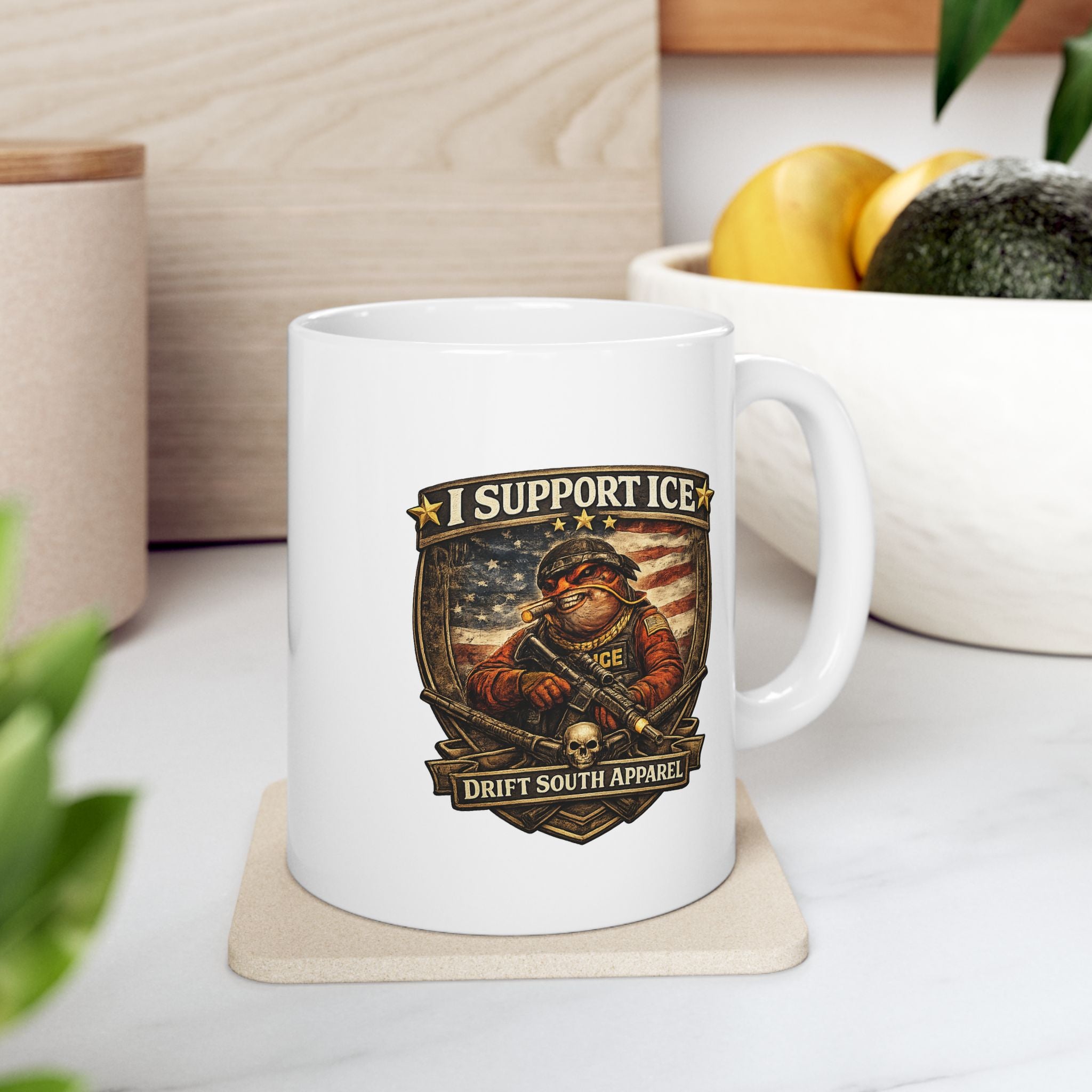 I Support ICE Patriotic Coffee Mug | Veteran & Pro-Law Design | Drift South Apparel