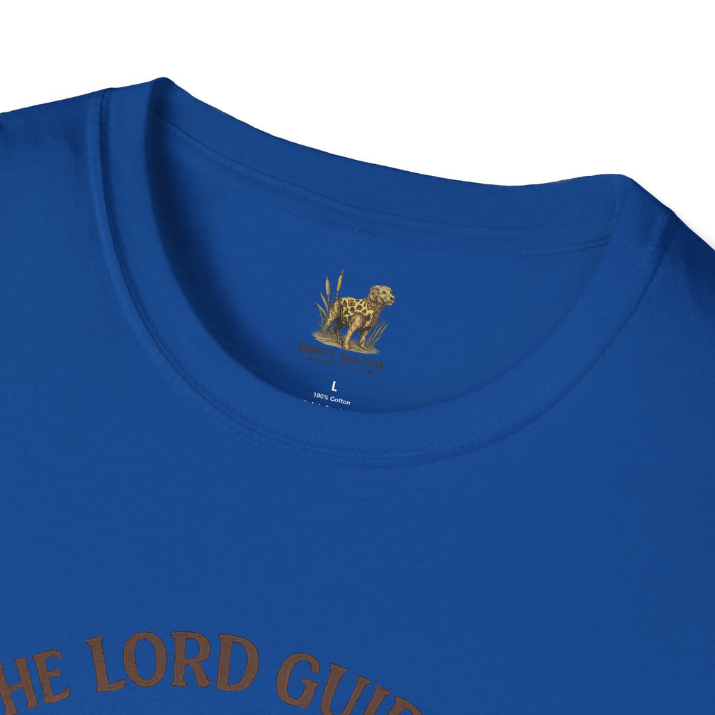 Faith Cowboy Boot T-Shirt – “The Lord Guides by Faith Not by Sight” Scripture Tee
