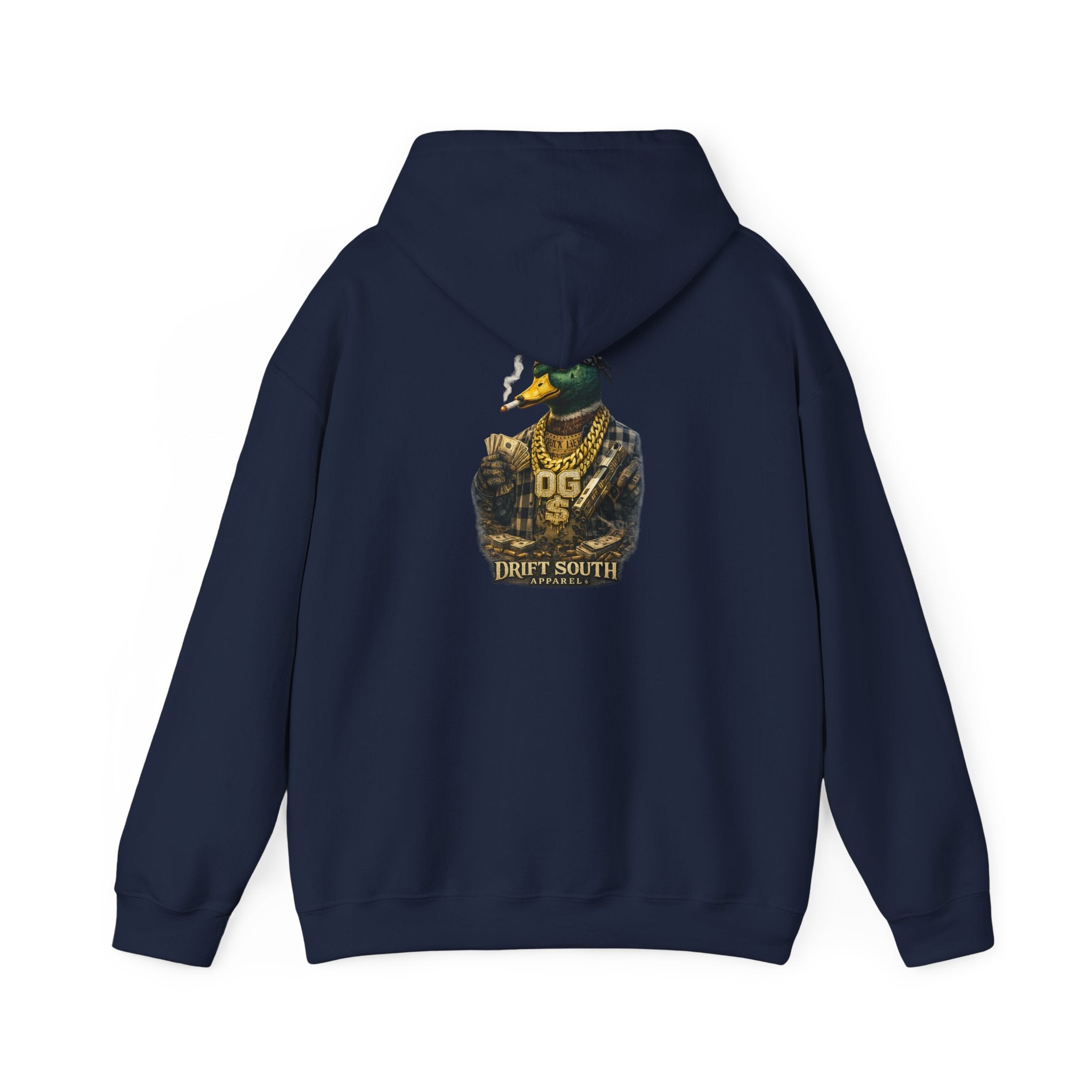 Duck Smoking Cigar Graphic Hoodie | Drift South Logo, Streetwear Style