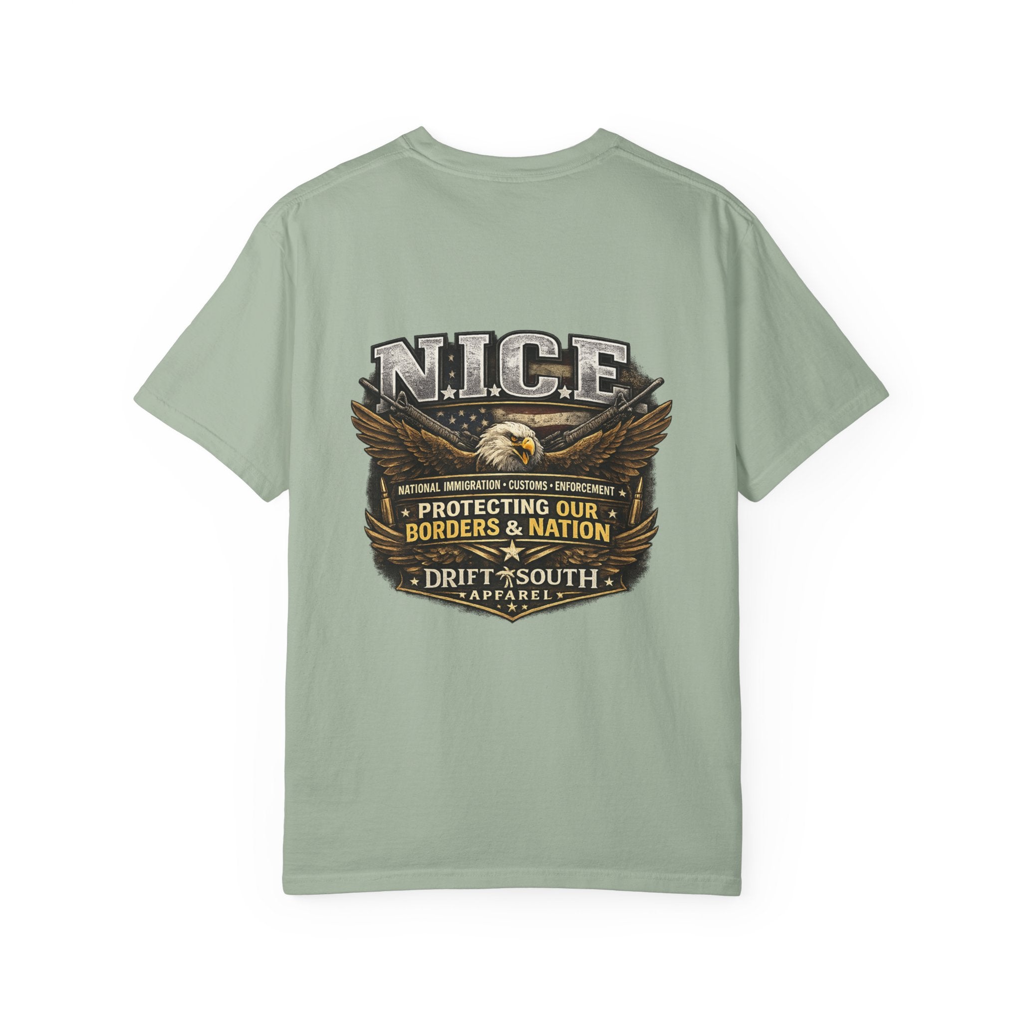 Drift South™-Patriotic “NICE” Eagle T-Shirt — Protecting Our Borders & Nation Graphic Tee