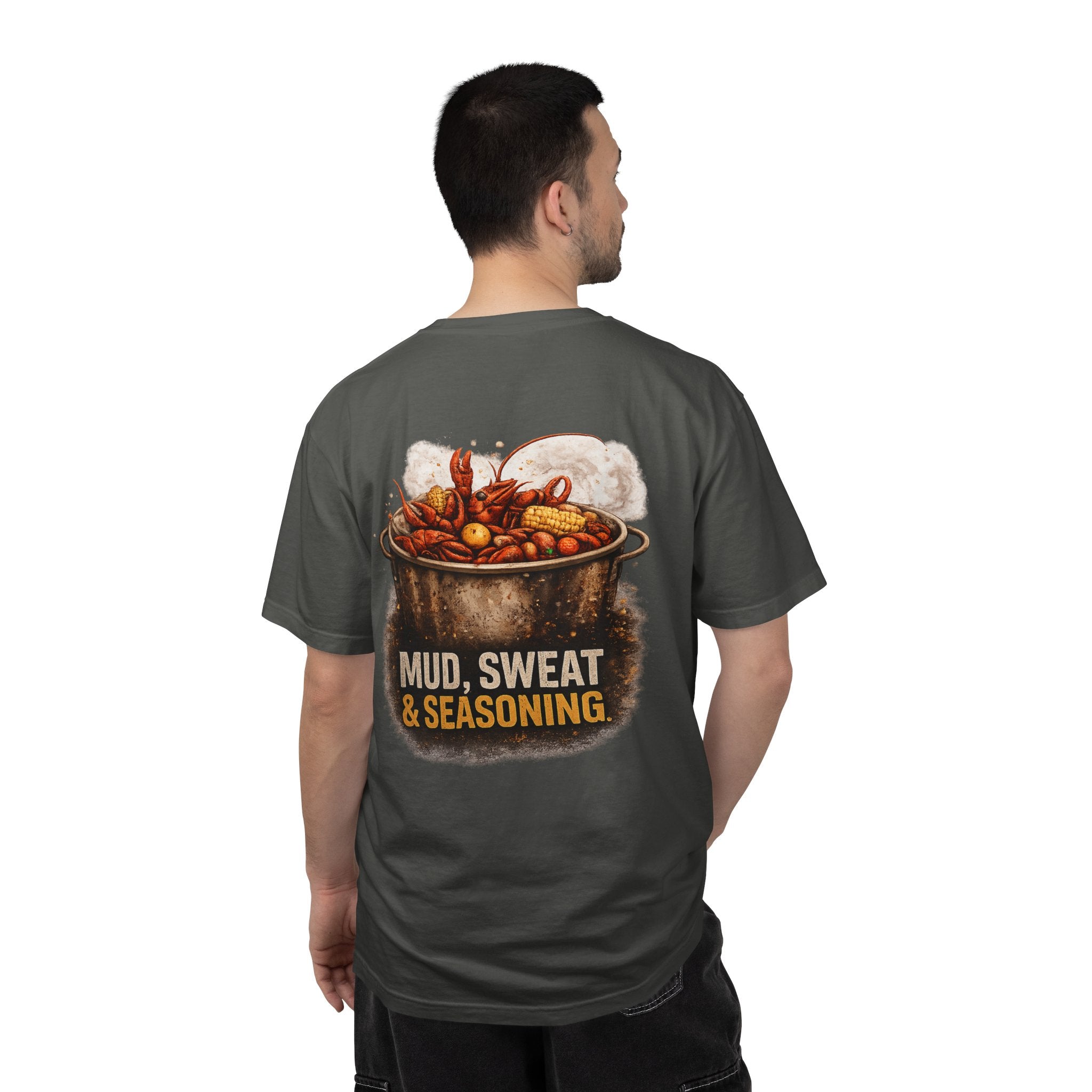 Drift South™-Mud, Sweat & Seasoning Cajun Crawfish Boil T-Shirt | Bayou Born Collection