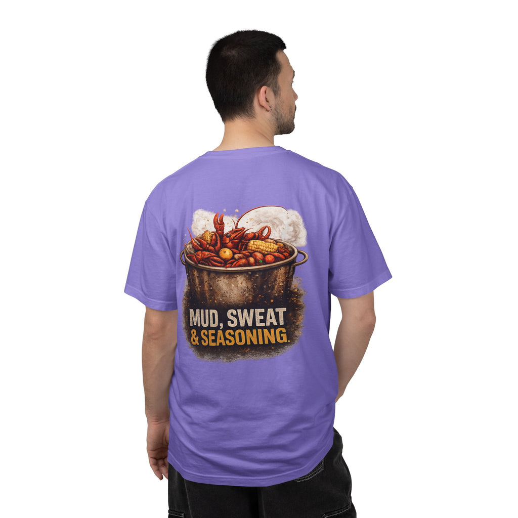 Drift South™-Mud, Sweat & Seasoning Cajun Crawfish Boil T-Shirt | Bayou Born Collection