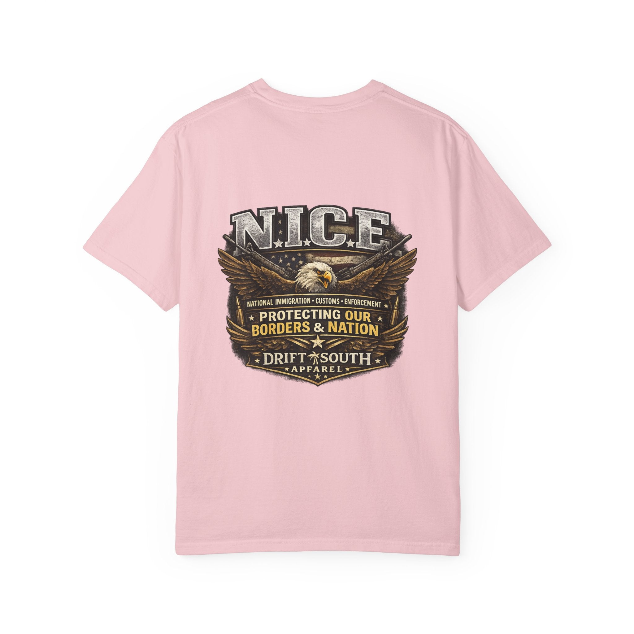 Drift South™-Patriotic “NICE” Eagle T-Shirt — Protecting Our Borders & Nation Graphic Tee