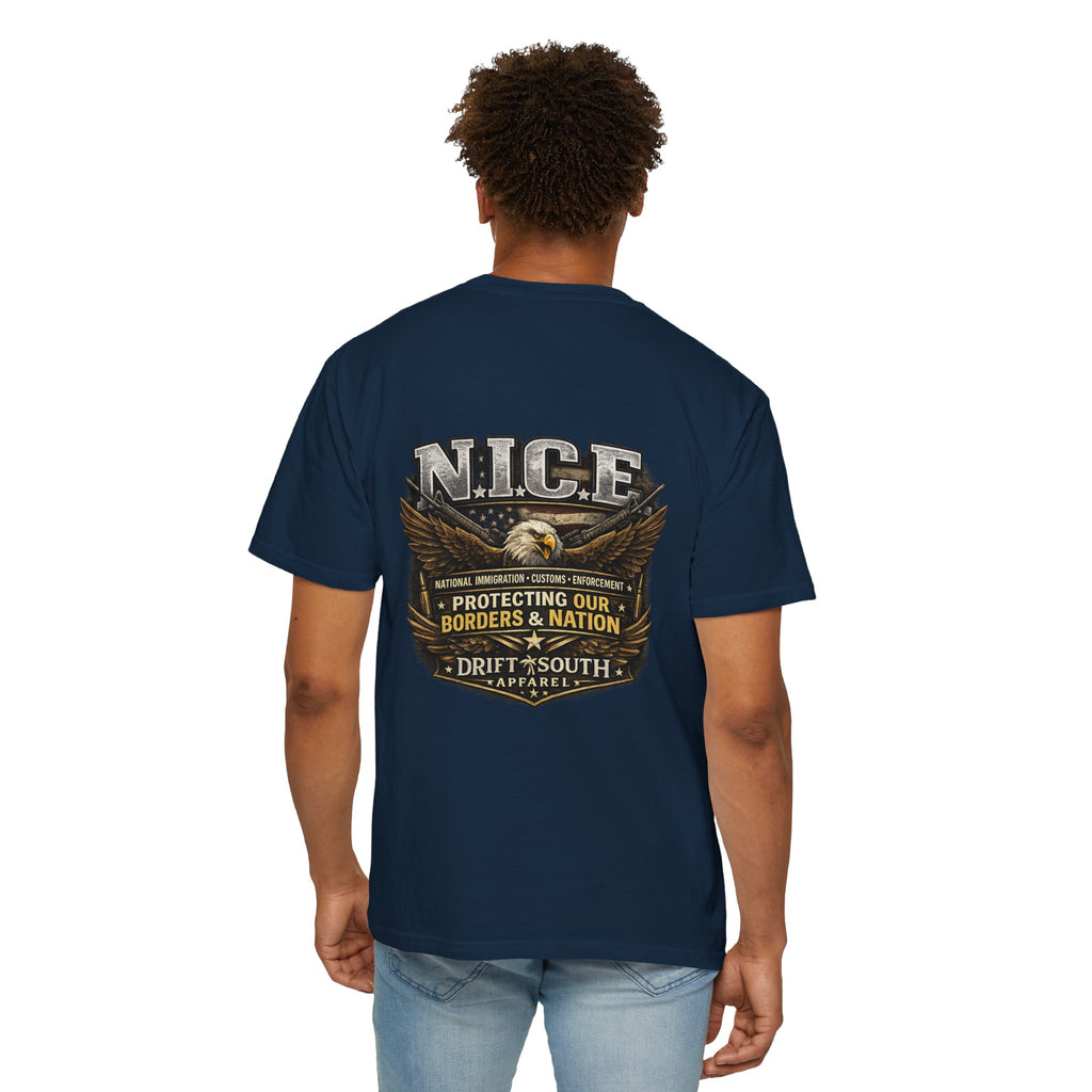 Drift South™-Patriotic “NICE” Eagle T-Shirt — Protecting Our Borders & Nation Graphic Tee