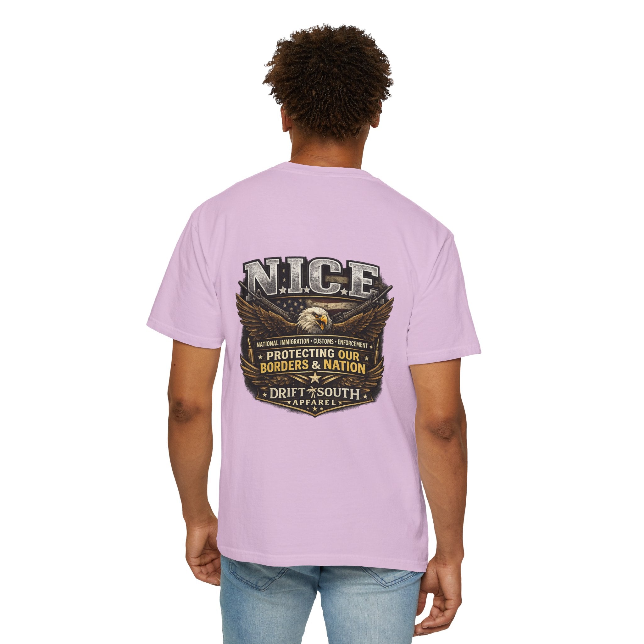 Drift South™-Patriotic “NICE” Eagle T-Shirt — Protecting Our Borders & Nation Graphic Tee