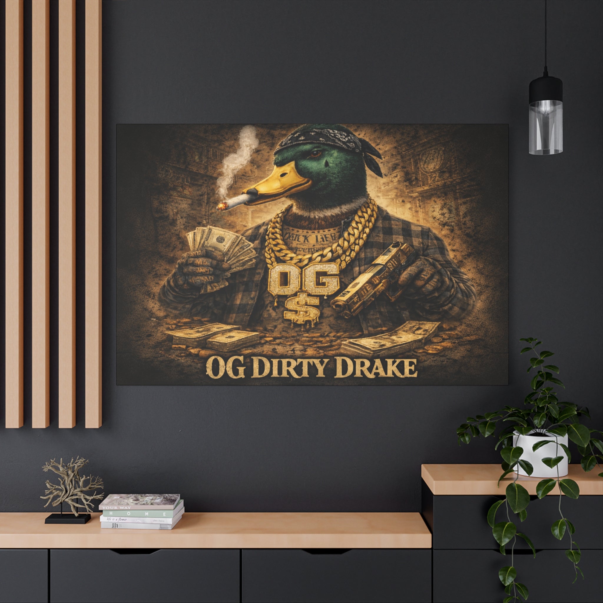 OG Dirty Drake Canvas Wall Art — Rap Duck Poster Matte Stretched